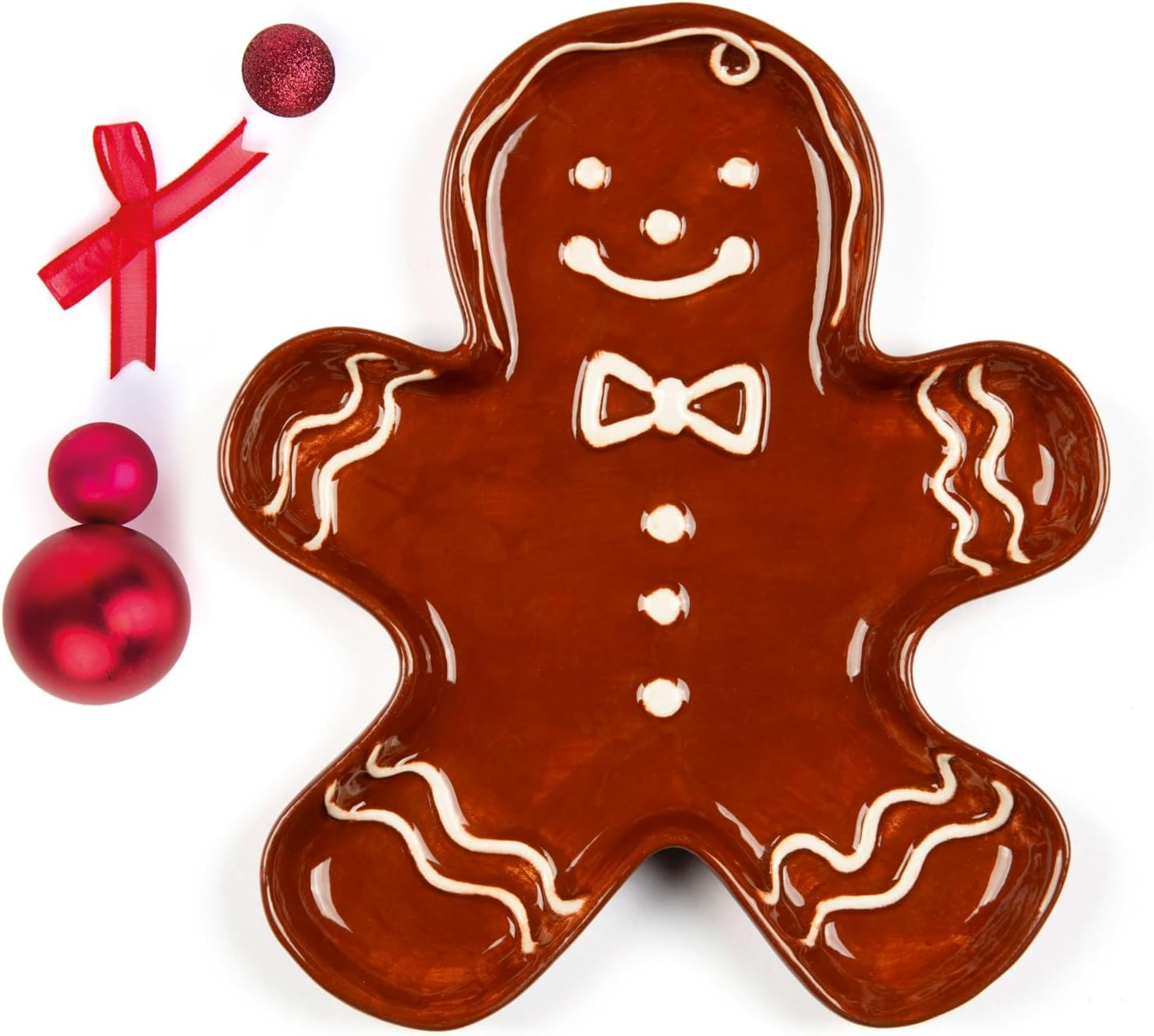 Excelsa Wonderful Ginger Gingerbread Man Ceramic Christmas Serving Plate - Hand Decorated image number 2