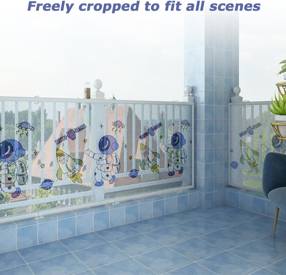 Stair Safety Net for Kids, 300 X 79Cm Cuttable Child Safety Net, Durable and Safe Baby Guard Fence, Thick Polyester Mesh for Balcony, Railing, Indoor Outdoor Protection image number 5