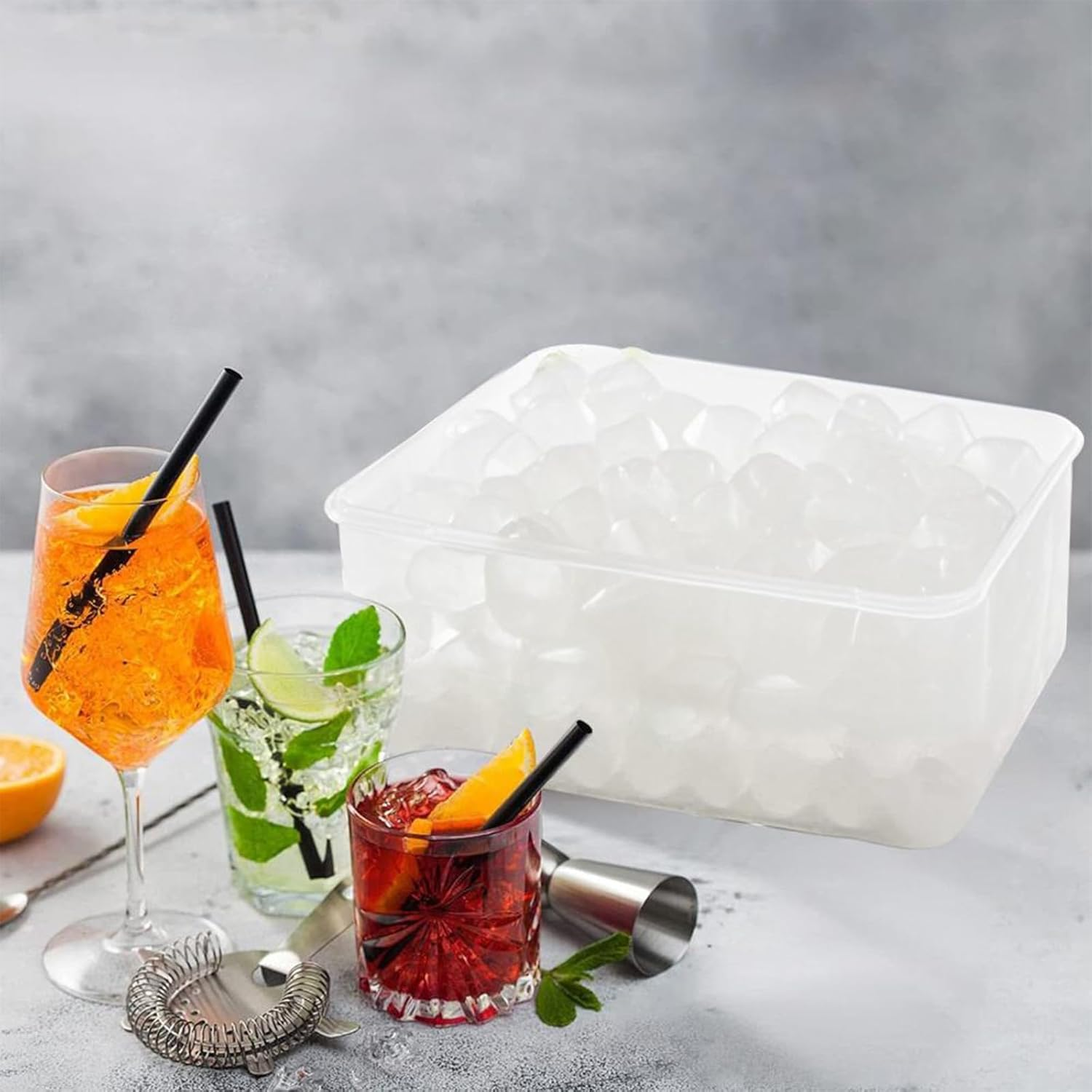 Ice Trays for Freezer, Ice Cube Tray with Lid and Bin, round Ice Cube Trays for Freezer, Circle Ice Cube Tray for Chilling Drinks image number 6