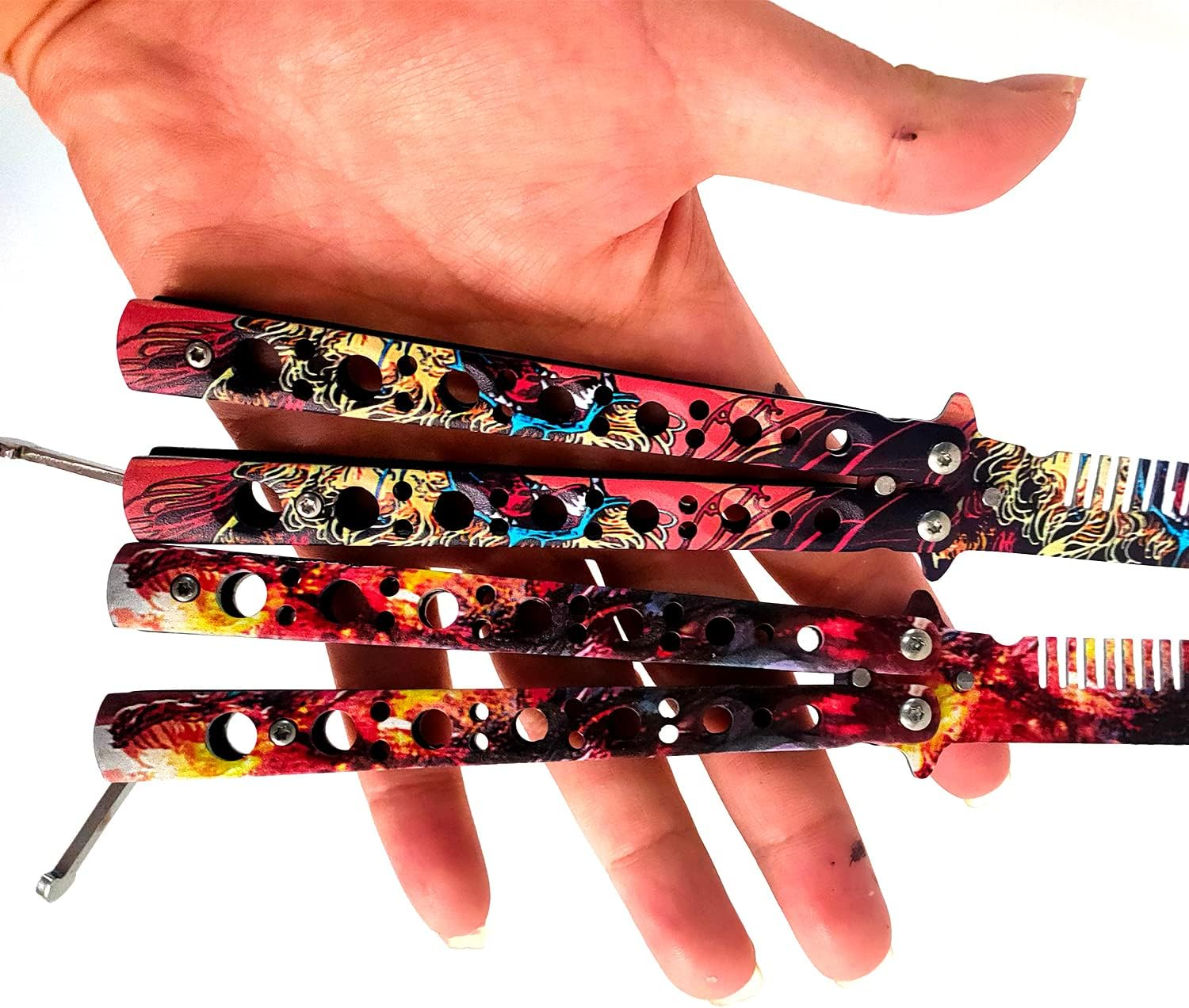 WANLIAN Beautiful Comb Trainer,Beautiful Comb Stainless Steel Folding Training Practice Combs Hair Styling Tools for Sport Outdoor Use (NO.7) image number 2