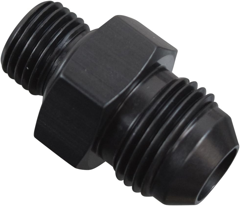 -8AN Flare to 6 Oring ORB Male Fuel Pump Rail Adapter Fitting Flare Hose F08AN060R Army Navy Plumbing Oil Straight Thread Regulator Port Fluid End Black Anodized image number 1