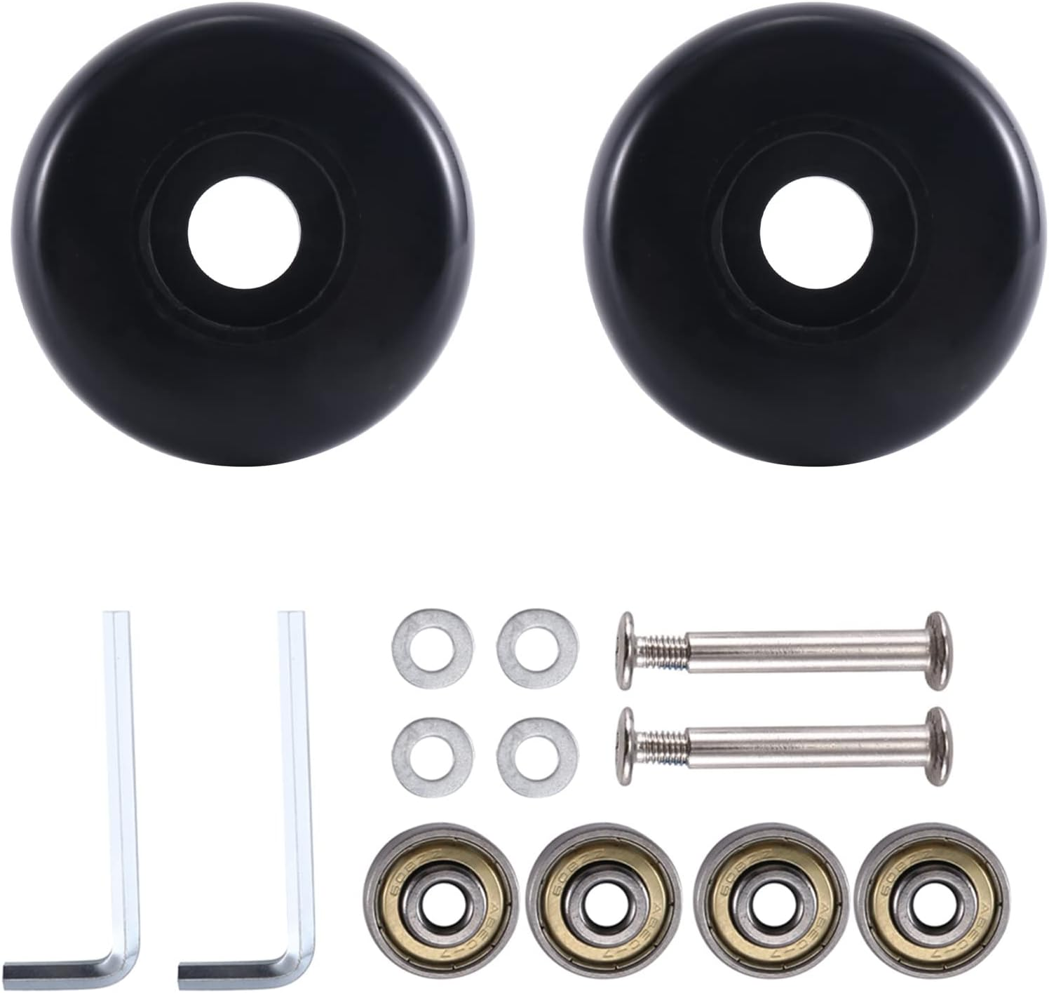 Lyaciomn 55Mm X 18Mm Luggage Suitcase Replacement Wheels, PU Swivel Caster Wheels Carbon Steel Bearings Repair Kits Black image number 2