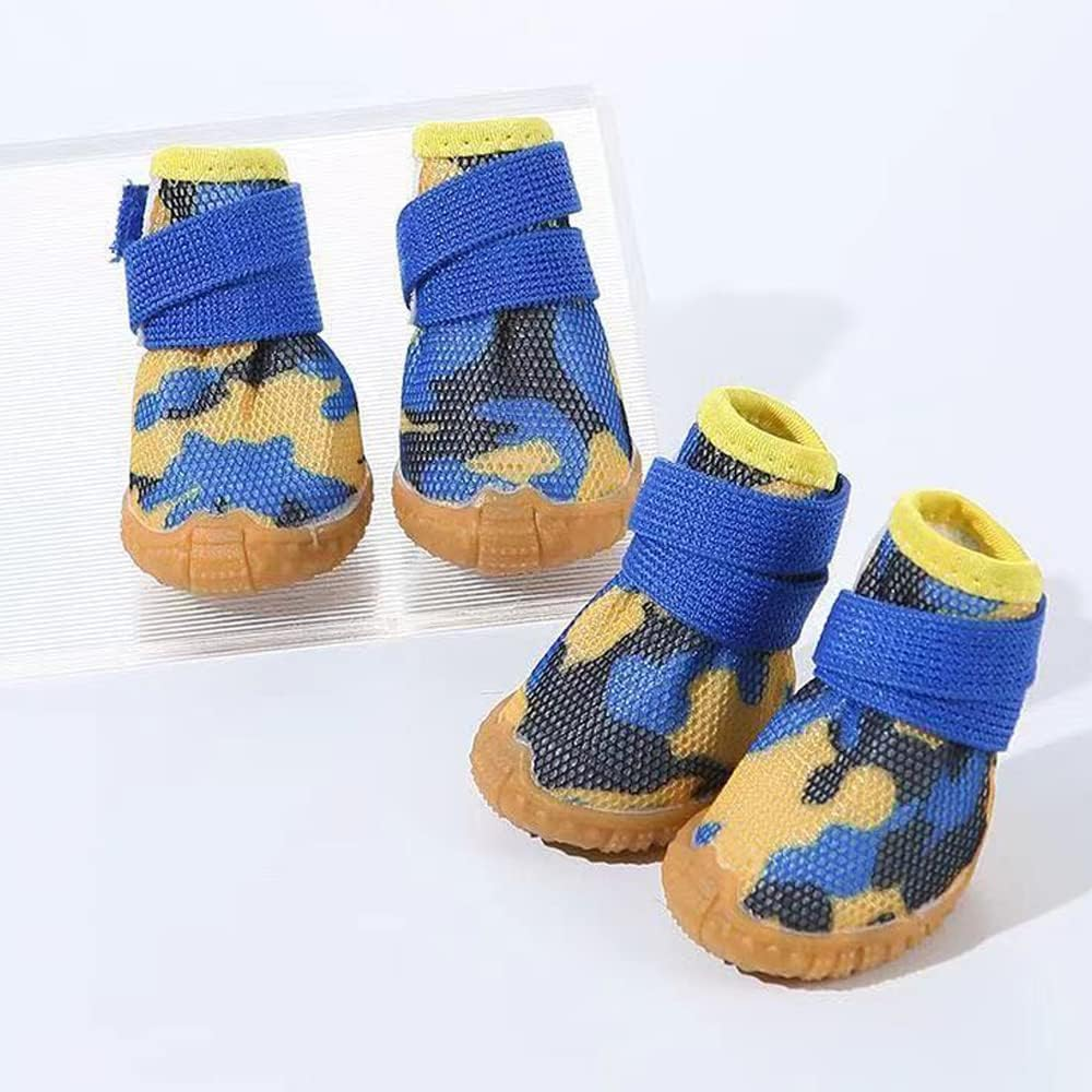 Dog Shoes for Small Dogs, Anti-Drop Dog Boots for Hot Pavement, Winter, Breathable Paw Protectors for Walking, Running, Hiking, Ox Tendon Sole Puppy Sneakers (Camouflage Blue, 02#) image number 6