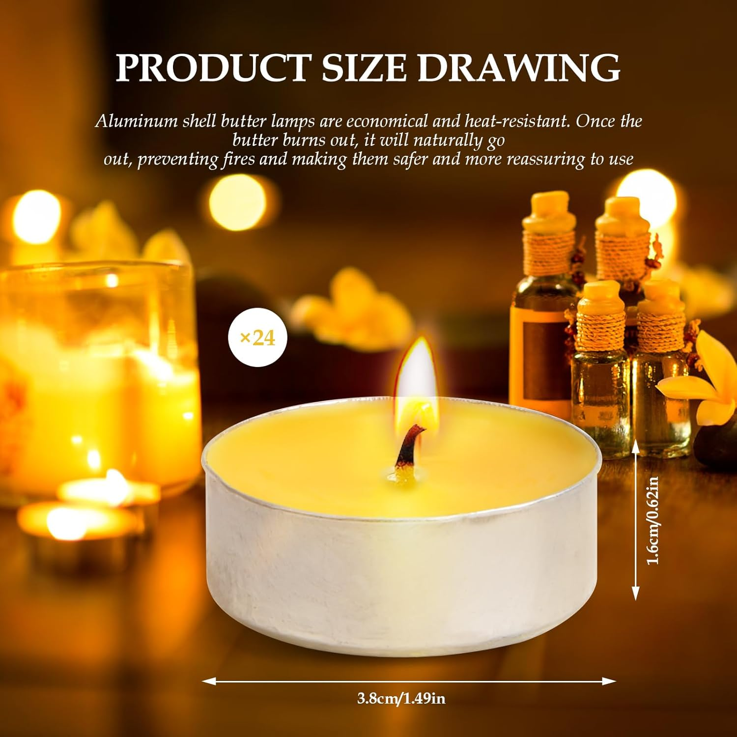 Pack of 24 Beeswax Candles, Tea Lights Fragrance, Natural Organic Tea Lights without Fragrance - Smokeless and Clean Burning with over 4 Hours Burning Time Cosy Atmosphere Thanks to Pleasant Beeswax image number 5