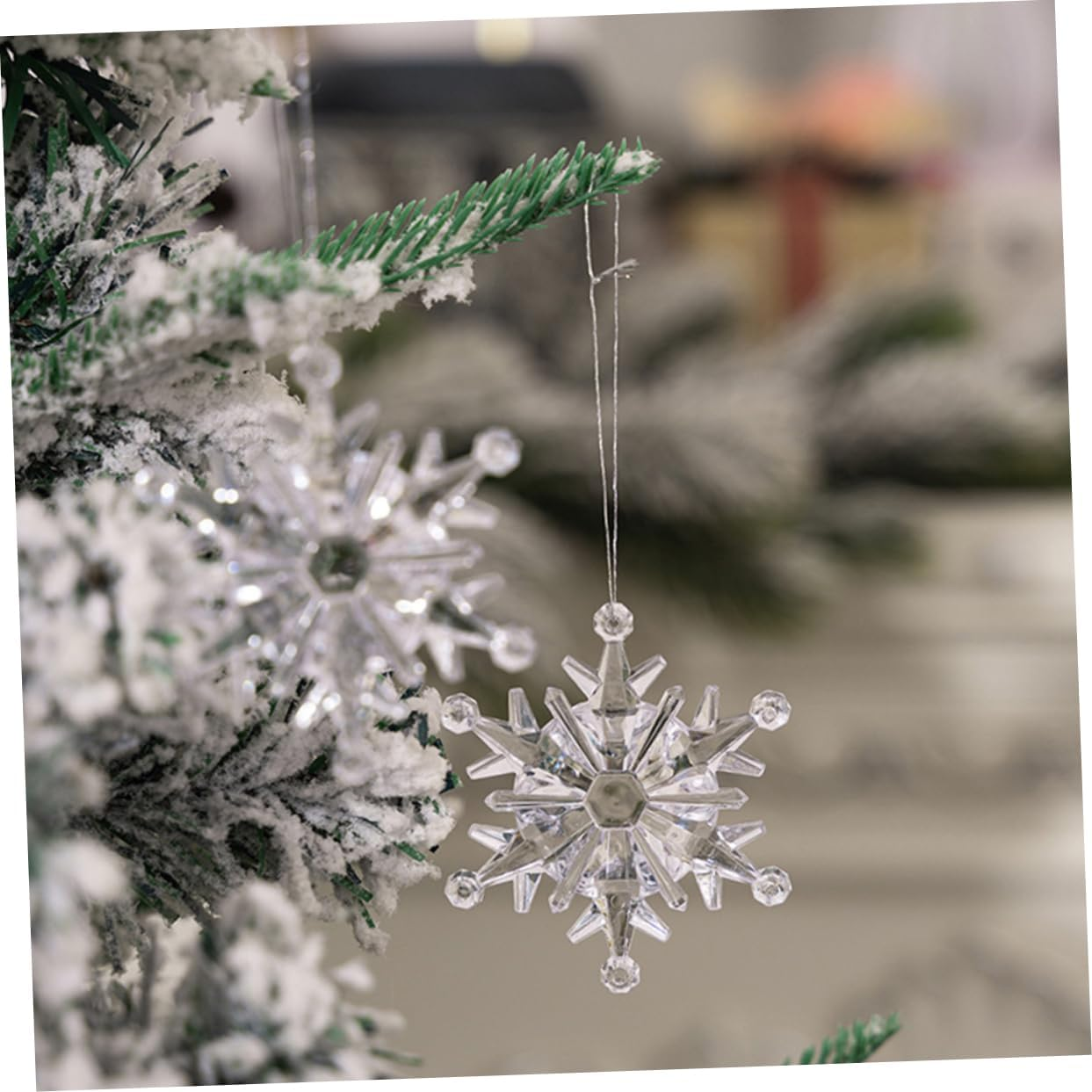 6Pcs Crystal Snowflakes Ornaments Snowflake Hanging Decorations for Xmas Tree Winter Party Decorations image number 6
