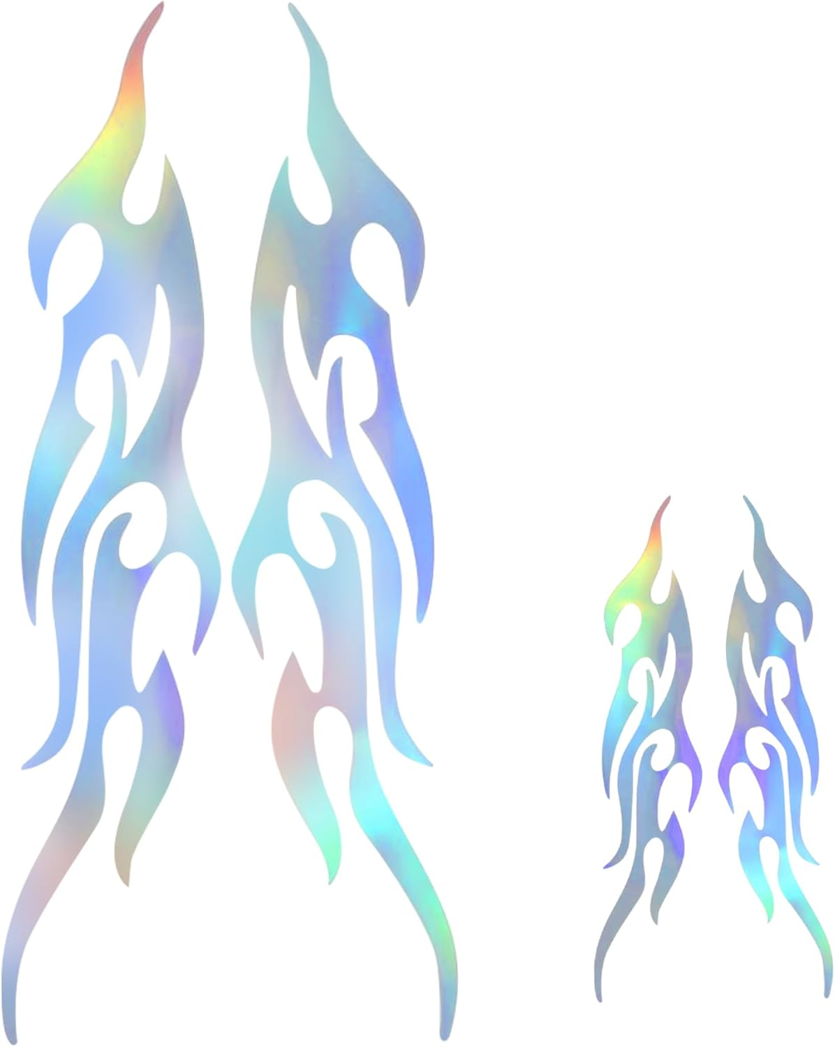 TOMALL 4 Pcs 12Cm+29Cm Flame Reflective Sticker for Car Flame Racing Sports Stripe Decal for Golf Cart Vinyl Waterproof Decal DIY for Car Body Side Truck SUV Off-Road Vehicles Skateboard (Gradient)