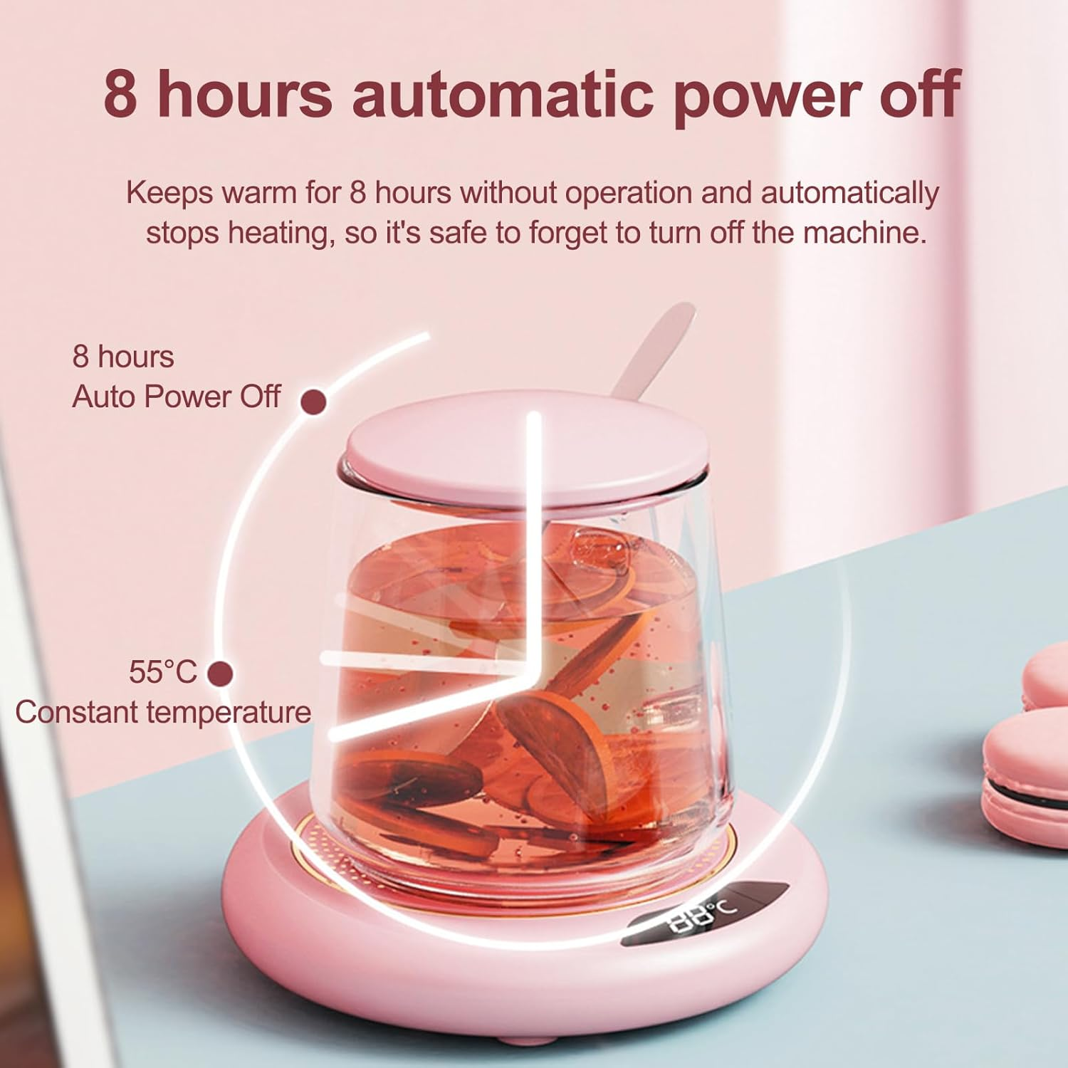 Coffee Warmer | 3 Levels Temperature Smart USB Heating Coaster 20W,Electric Warming Cup Table Device for Tea Milk Drink Kitchen Dining Bar Housewarming Food - Green image number 6