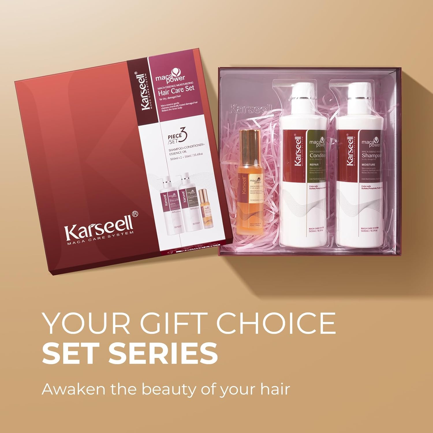 Karseell Collagen Hair Treatment Hair Care Set, Hair Oil Shampoo and Conditioner Set for Dry Damaged Hair All Hair Types 2 X 16.9Fl.Oz + 1.69Fl.Oz image number 2
