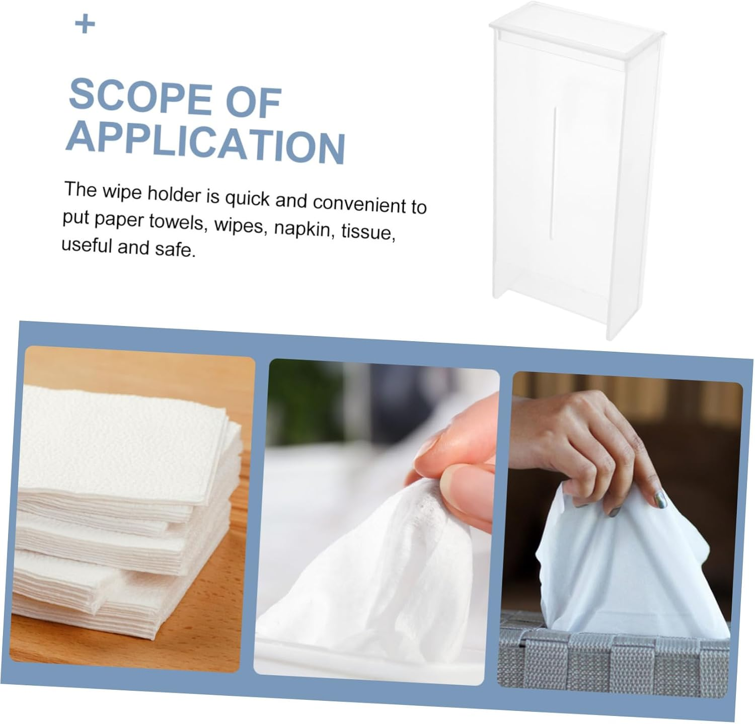 CANIGHT Tissue Storage Box Wall-Mounted Napkin Storage Dry Wipes Dispenser Adhesive Mount Practical image number 5