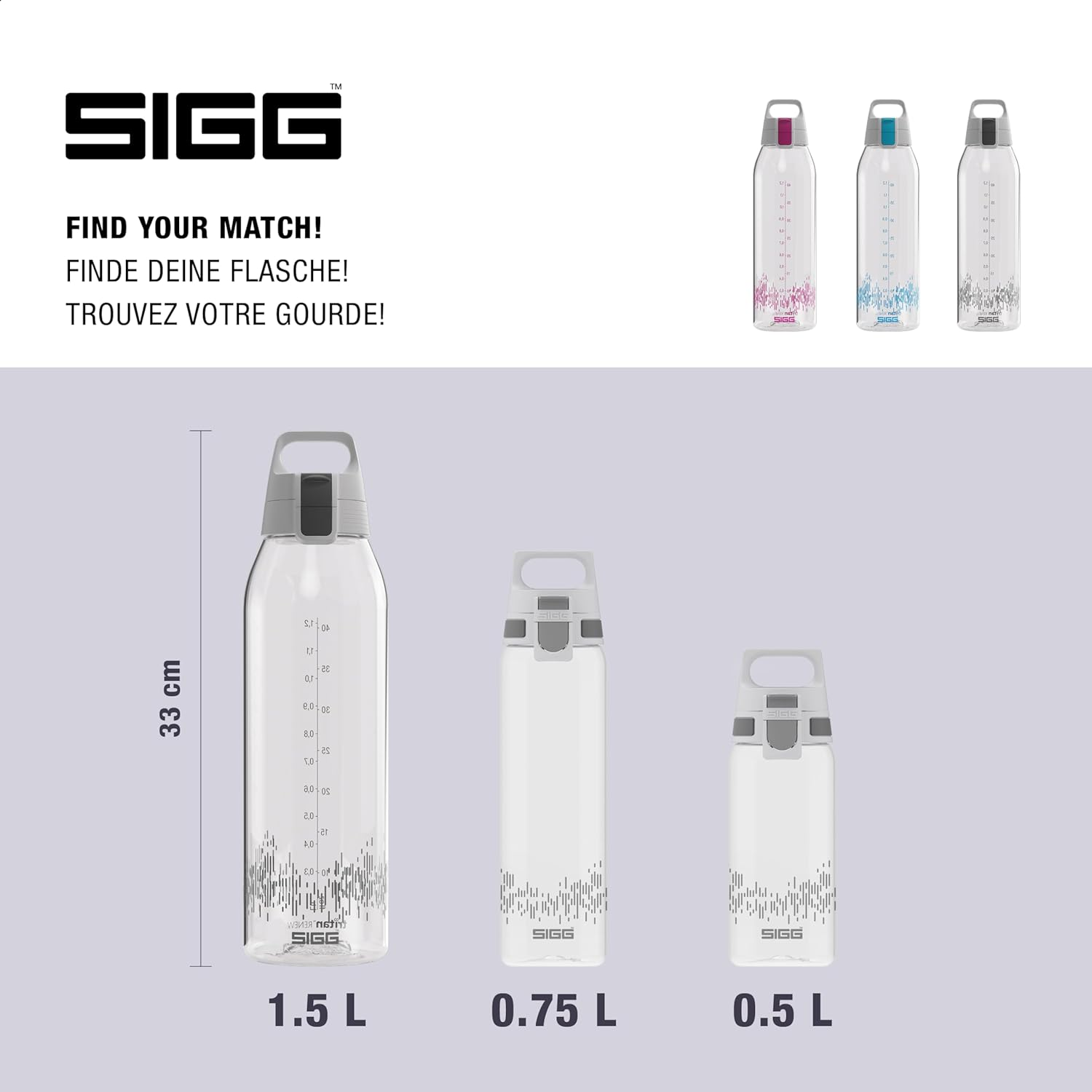 SIGG - Tritan Renew Transparent Water Bottle - Total Clear ONE Myplanet Anthracite - Suitable for Carbonated Beverages - Dishwasher Safe - with Fruit Strainer - Leakproof - BPA Free - Grey - 51 Oz - Berry Myplanet image number 5