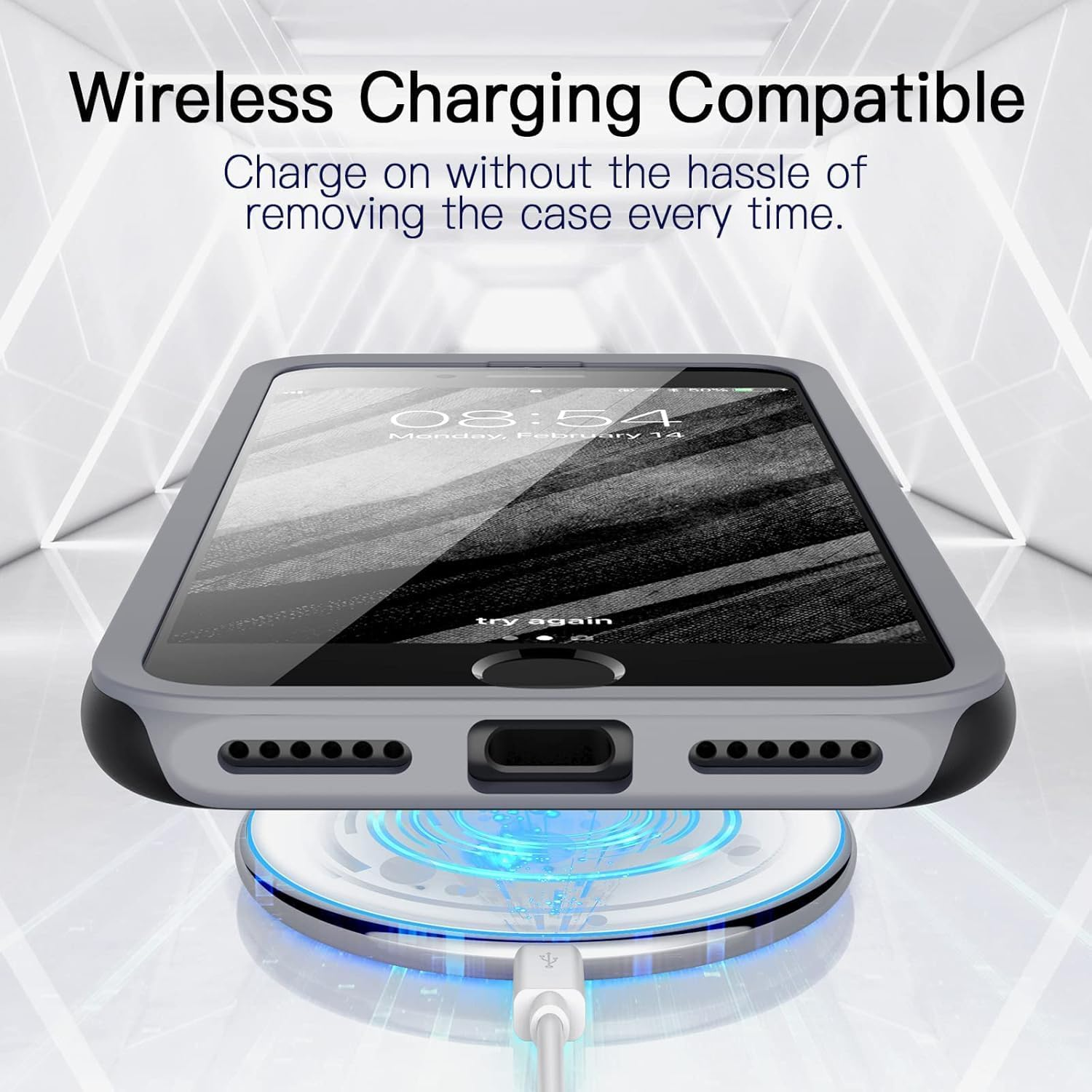 Case for Iphone SE (2022/2020), Iphone 8, Iphone 7 Case - Shockproof Rugged Protective Phone Cover - Compatible with Wireless Charging (Black, Iphone SE/8/7) image number 3