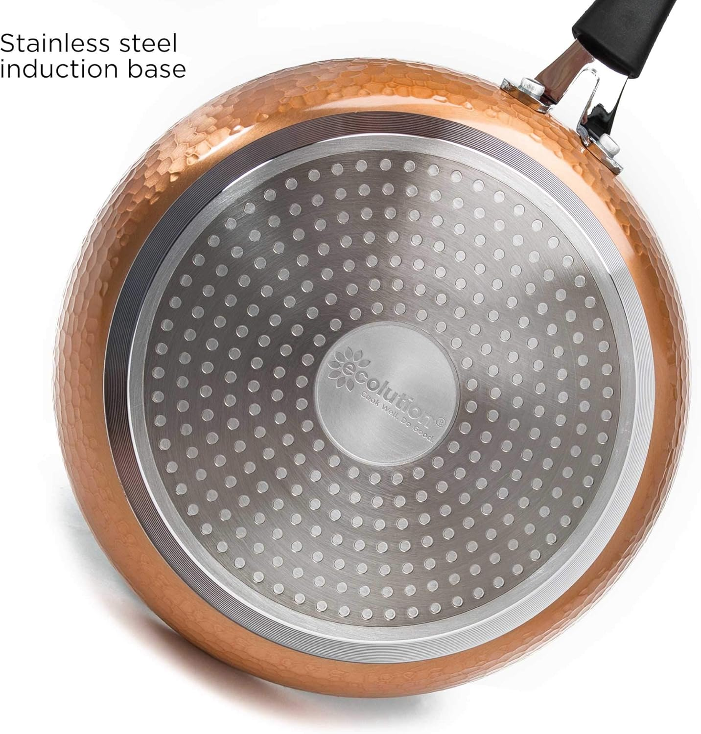Ecolution Impressions Hammered Nonstick Frying Pan, Dishwasher Safe Cookware with Riveted Stainless Steel Handles, 12-Inch, Copper image number 1