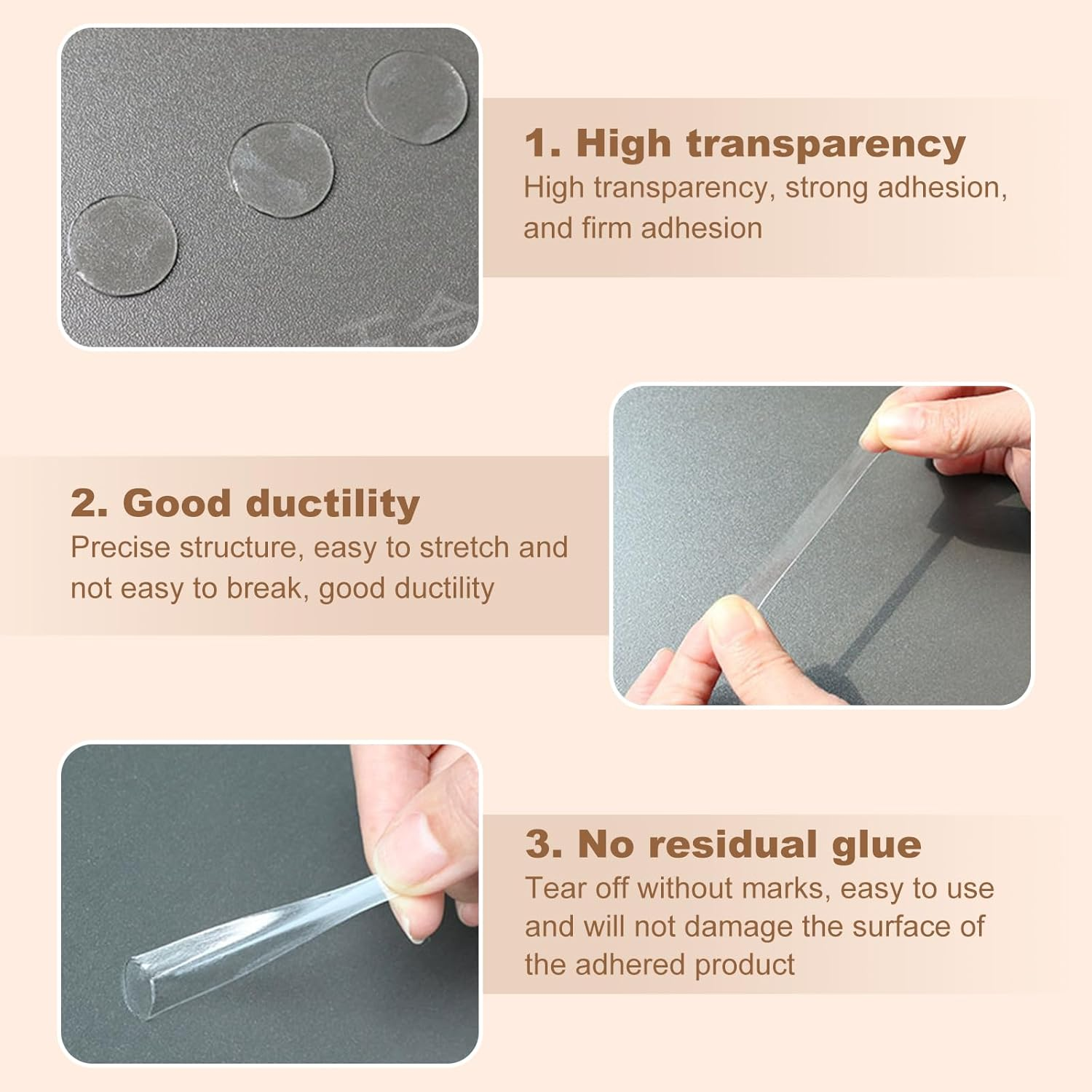 350 Pcs Double Sided Sticky Dots Clear Removable round Adhesive Stick Dots Putty Stick Tack Tape Mounting Putty Stickers for Walls Hanging Pictures Poster Crafts Balloons Festival Party Decorations image number 3