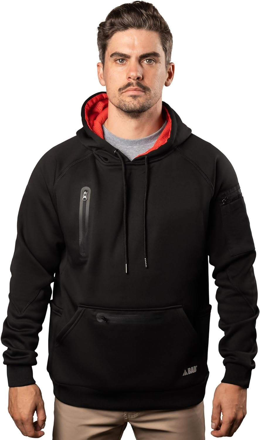 Bad Workwear Men'S Waterproof Rain-Defend Hi-Vis Fleece Hoodie image number 3