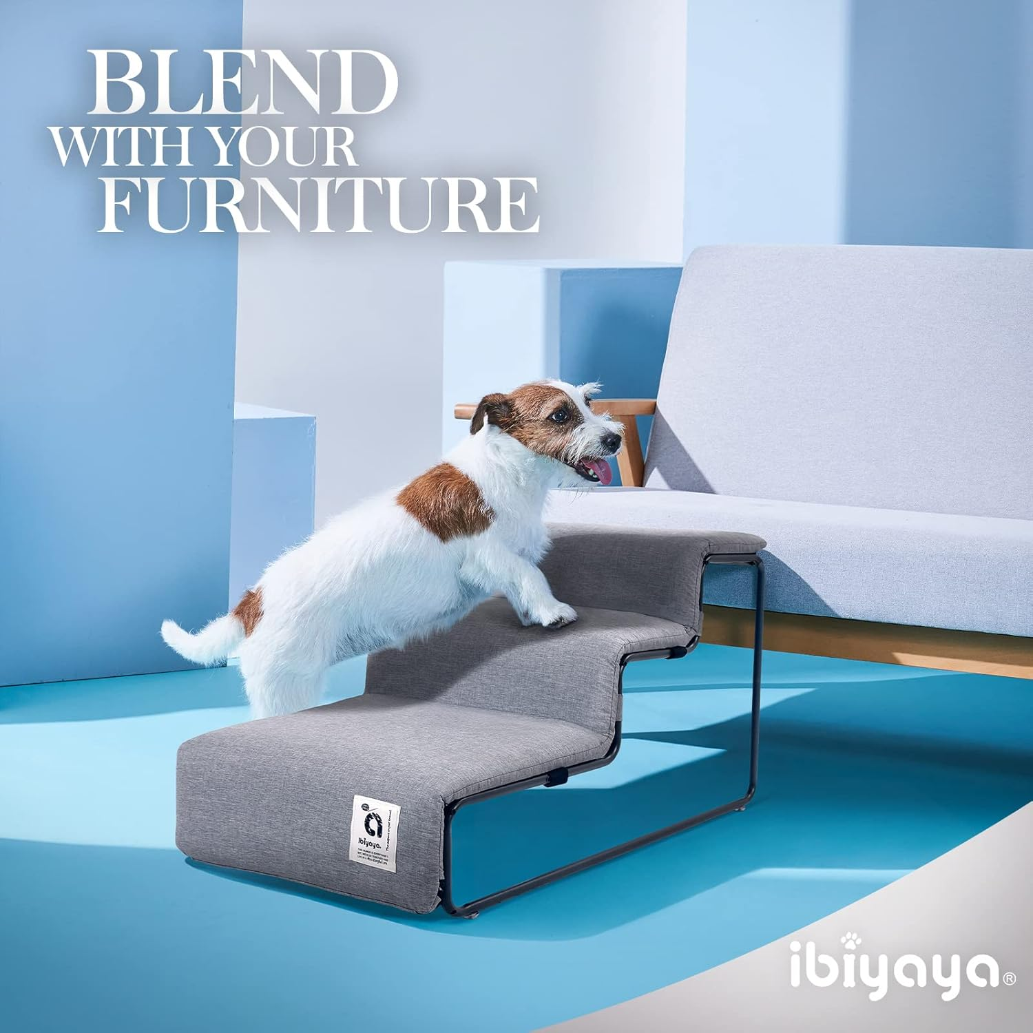 Ibiyaya Everest II Pet Stairs for Dogs and Cats, Nimbus Grey