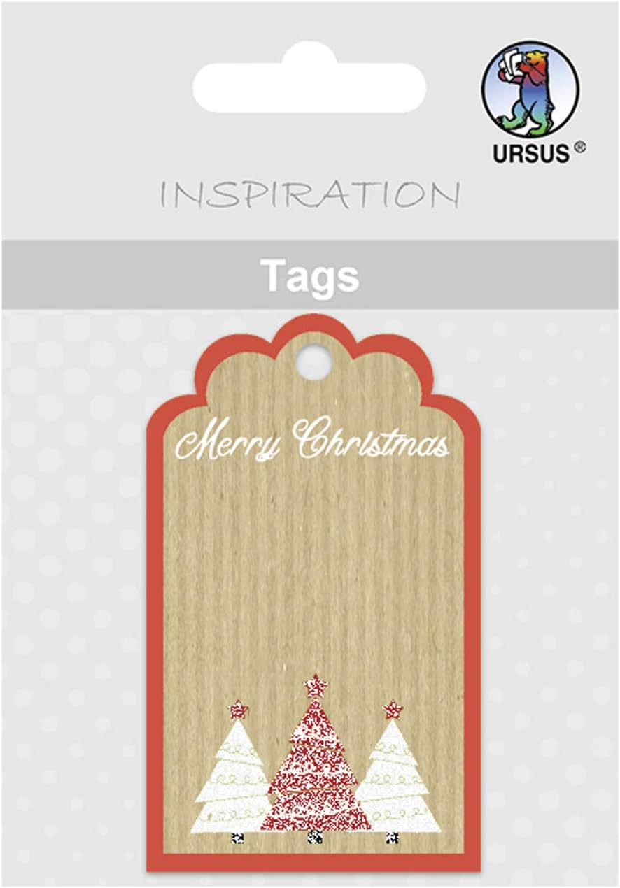 Ursus 56710015 Candy Cane Gift Tags Pack of 8 Approx. 3.45 X 7.5 Cm Printed on Both Sides Partially Finished with Glitter Front Ideal for Decorating Gifts