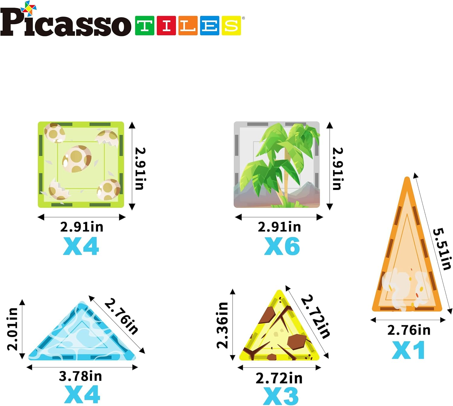 Picassotiles Magnet Tile Building Blocks Dinosaur World Themed Playset with 8 Animal Character Action Figures Magnetic Tiles STEM Learning Pretend Play Toy Construction Set Boys Girls Ages 3+ PTQ23 image number 5