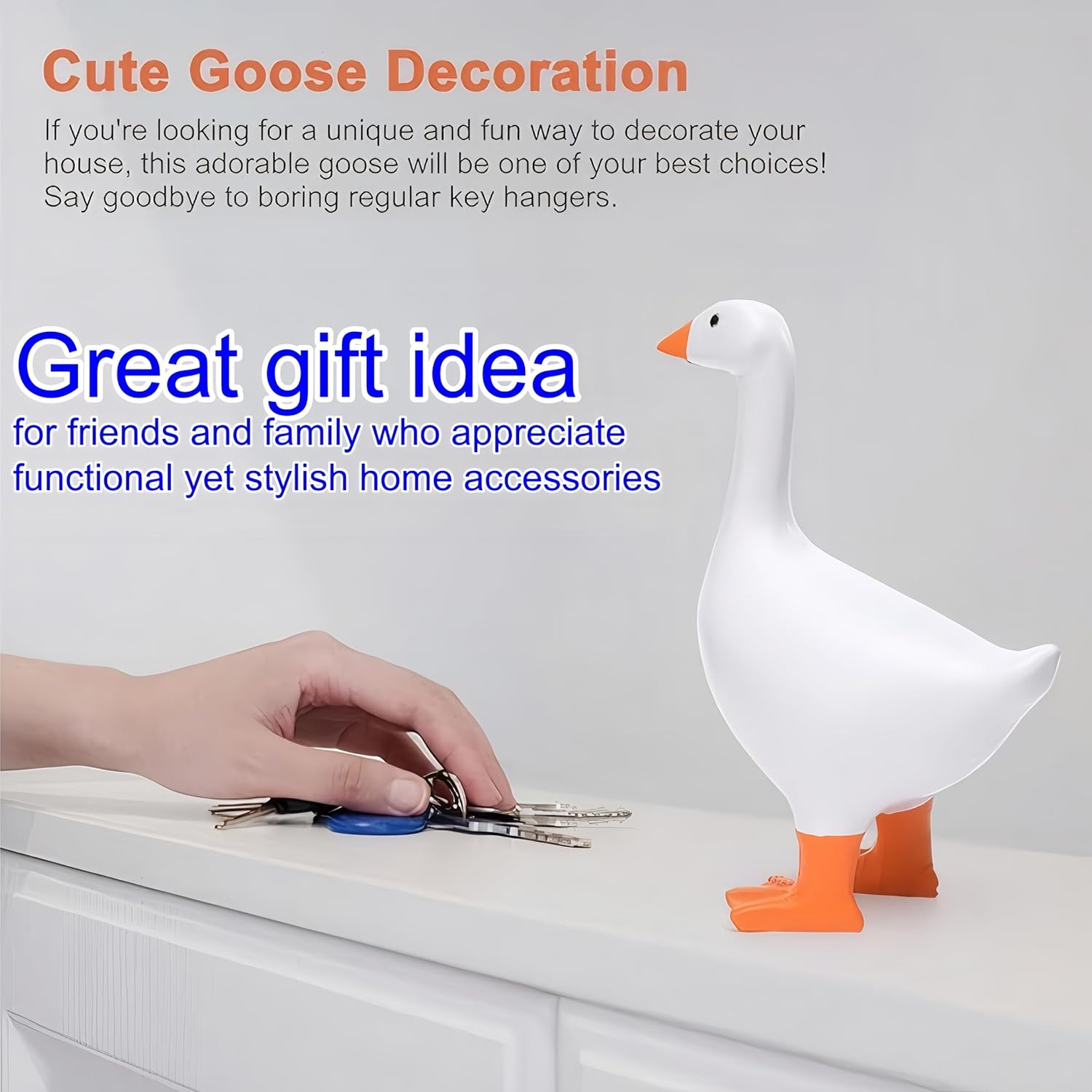 Magnetic Goose Key Holder Housewarming Gifts House Animals Statue Decoration Cute Office Desk Room Accessories image number 1