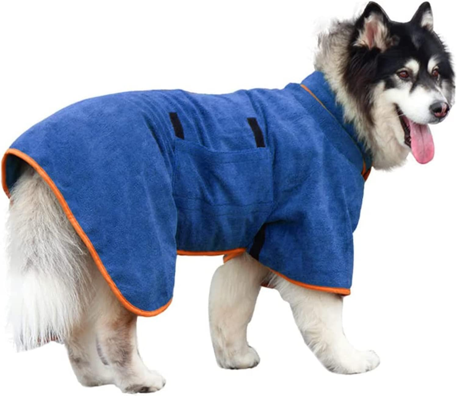 Dog Bathrobe, Dog Drying Coat with Velcro Closure, Microfiber Dog Drying Robe, Adjustable Collar and Waist Pet Towel, Quick Drying and Moisture Absorption to Prevent Pet Hair Loss