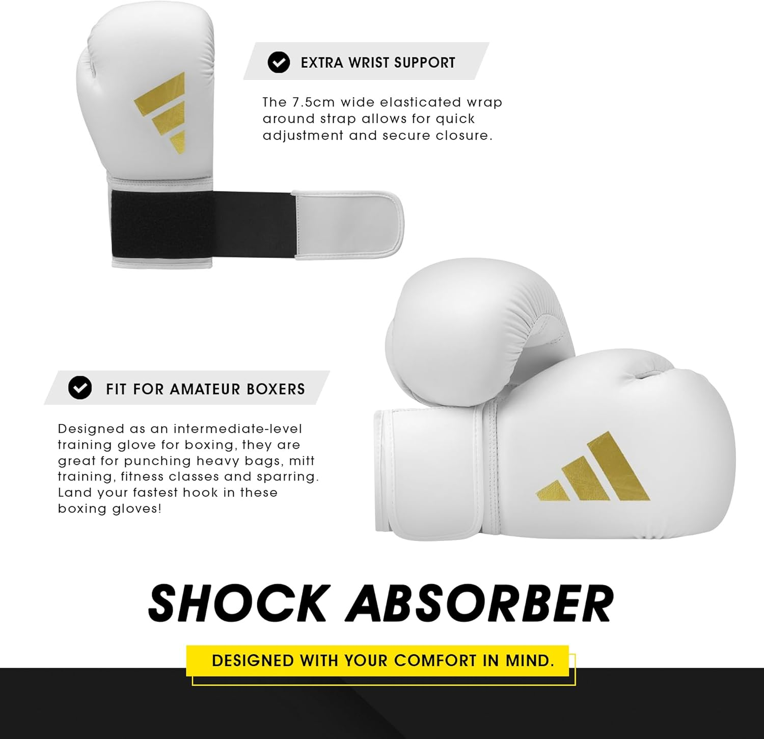 Adidas Speed 50 Boxing Gloves for Men, Women & Kids Intermediate Level PU Training Gloves Perfect for Fitness Classes, Boxing Bag Workouts, and Sparring image number 5