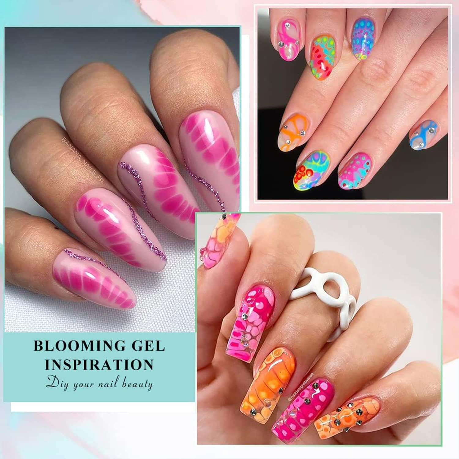 KRISNICE Nail Blooming Gel Clear Uv Led Blossom Gel Polish for Spreading Effect Marble Natural Stone Watercolor Floral Print Soak off Nail Gel Diy Nail Art Design Manicure Women(Kyr2-001) image number 1