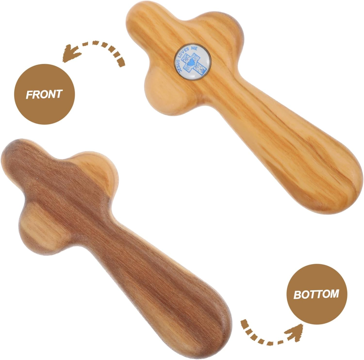 Angoily Jesus Statue in Hand Cross First Holy Communion Confirmation Baptism Small Wooden Cross for Pocket image number 3