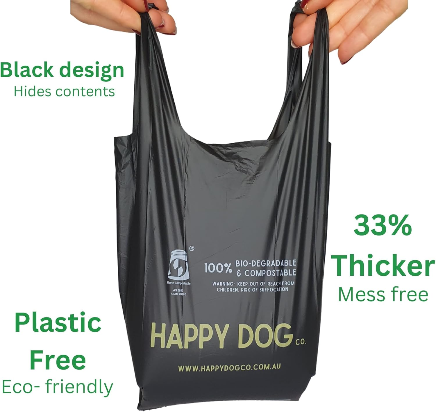 Dog Poo Bags Biodegradable Large Poop Bags with Tie Handle, Leak-Proof 8 Rolls 120 Bags 32X22Cm Unscented Extra Thick image number 5