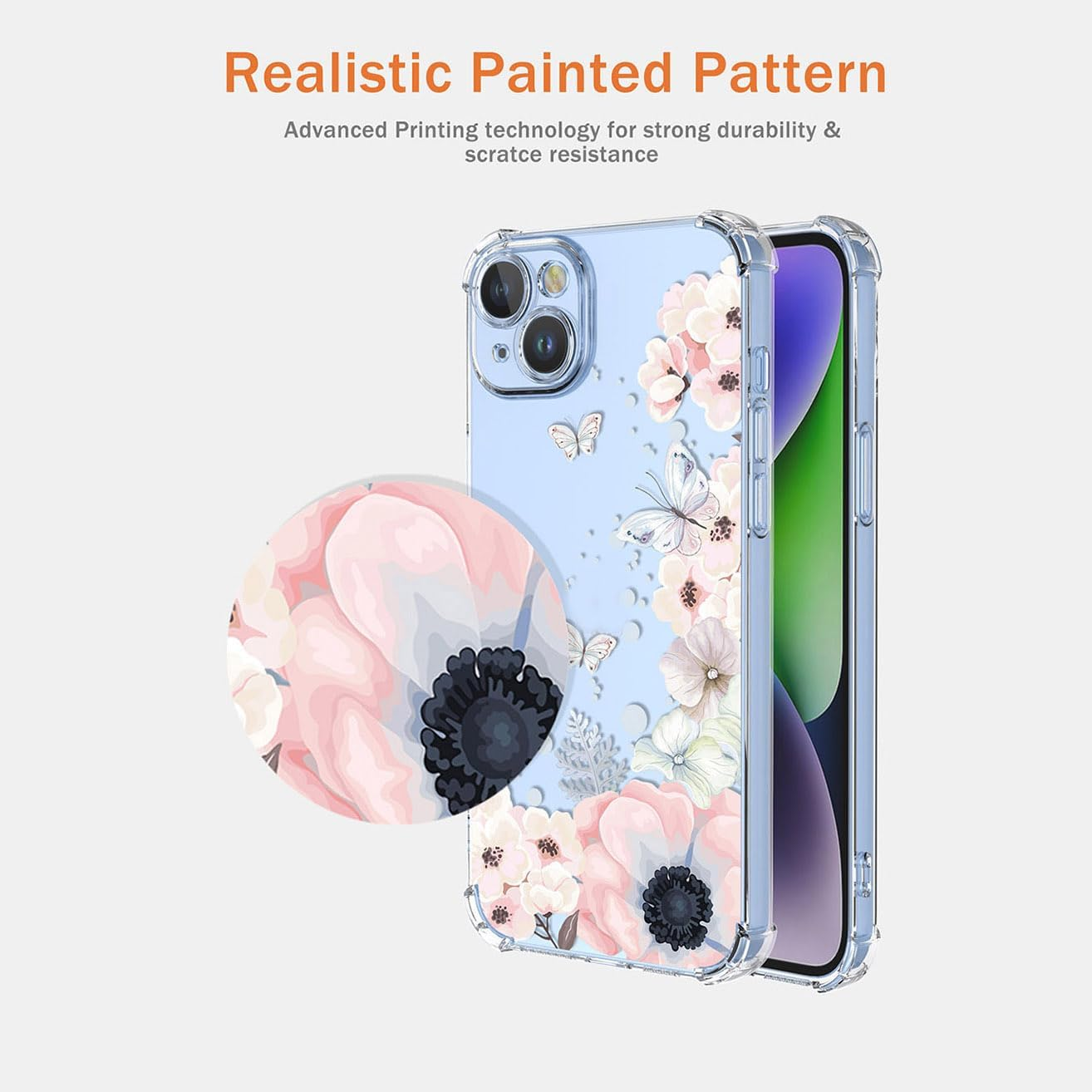 YUEQIAN Case for Samsung Galaxy A17 5G/4G, Colourful Pretty Flowers Cartoon Pattern Clear Mobile Phone Case, Transparent Ultra Thin Soft TPU Bumper Shockproof Girls Protective Case (Sakura) - Sakura image number 4