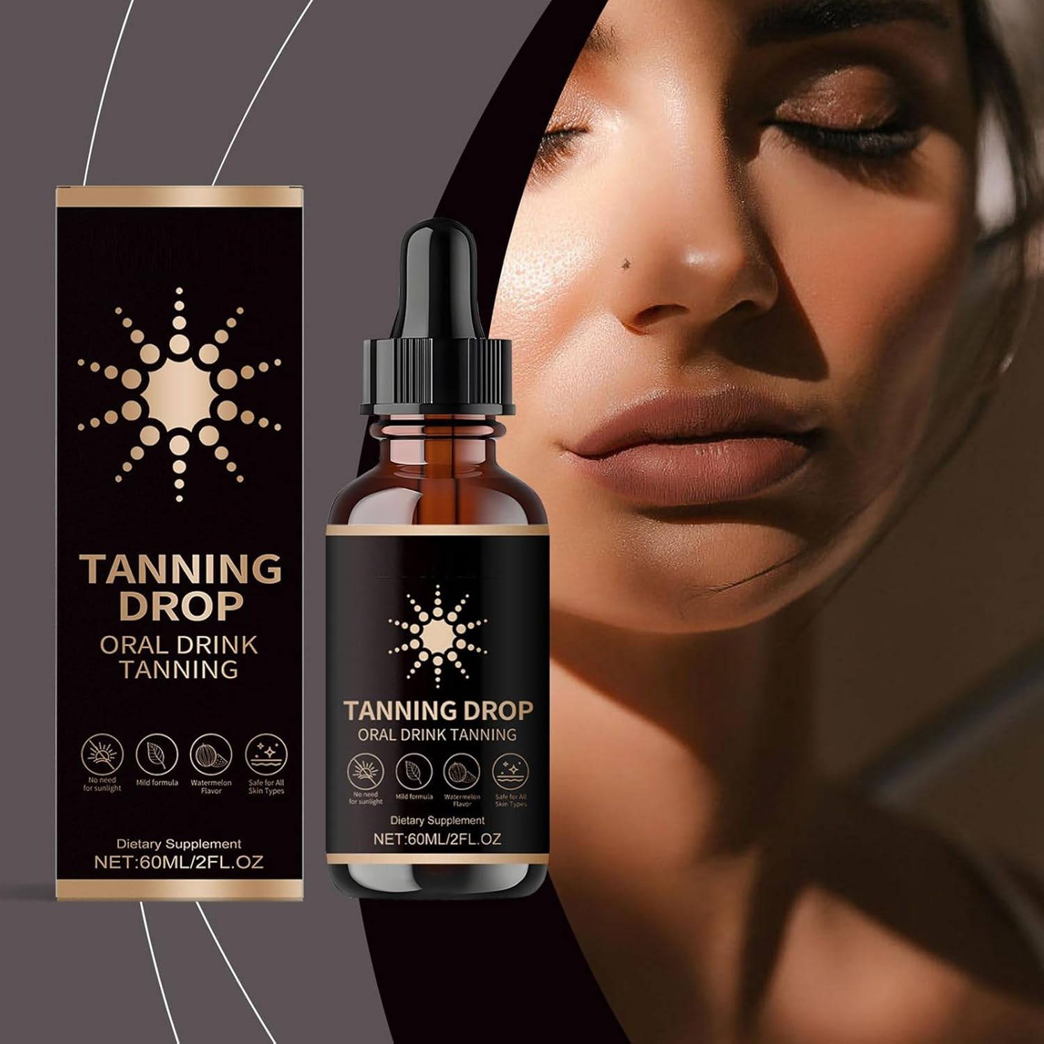 3Pcs Sunless Tanning Drops to Drink &ndash; 3X60Ml Oral Tanning Drops for Water & Beverages, Natural Sunkissed Glowdrops for Face & Body, Vegans & Safe, No Sun Required image number 3