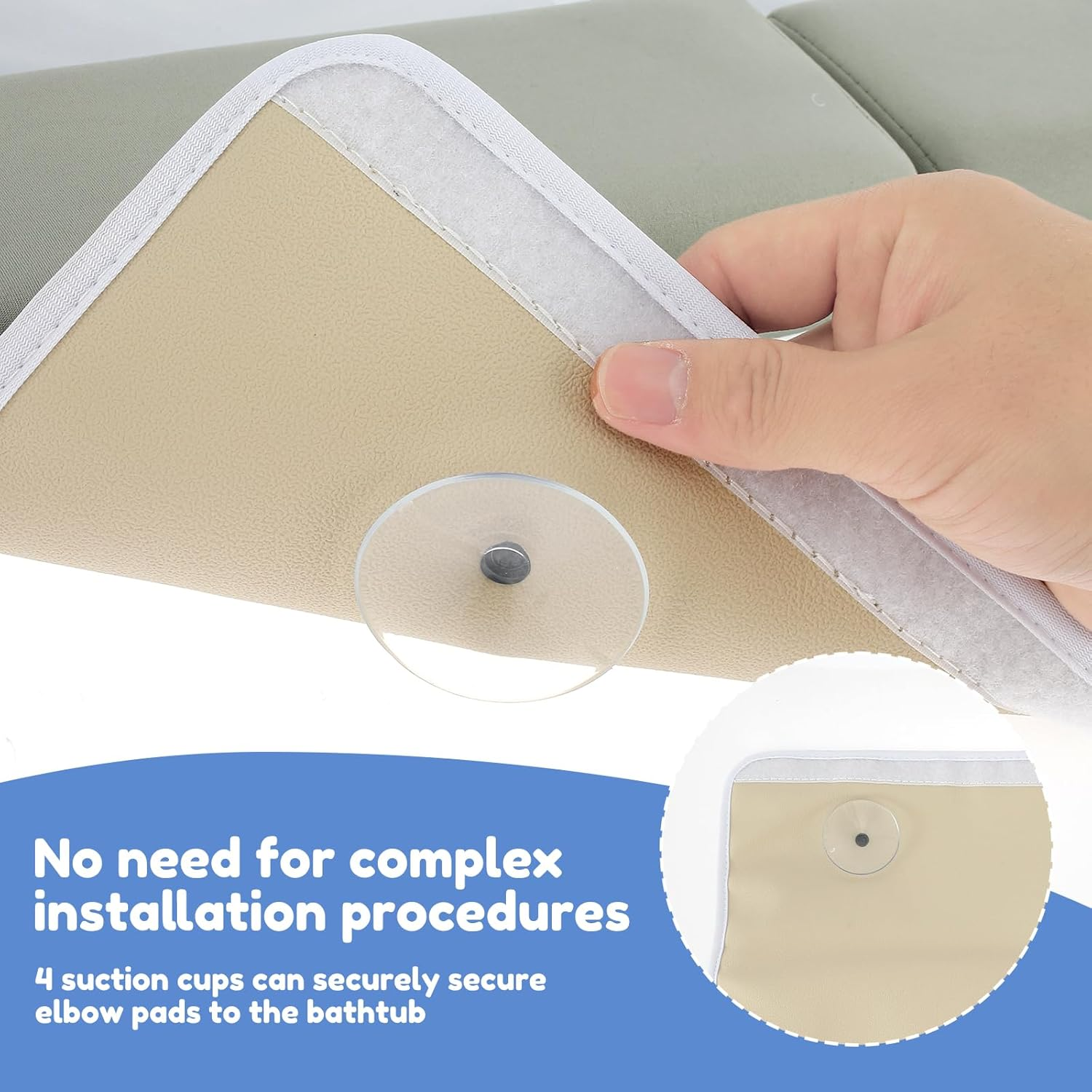 Bath Kneeler and Elbow Rest Pad Set, Comfortable Foam Thickest Bathtub Kneeler Pad with 4 Organizer Pockets, Anti-Slip Bath Tub Elbow Pad, Washable Baby Bath Cushion Bath Kneeling Pad for Bathroom image number 1