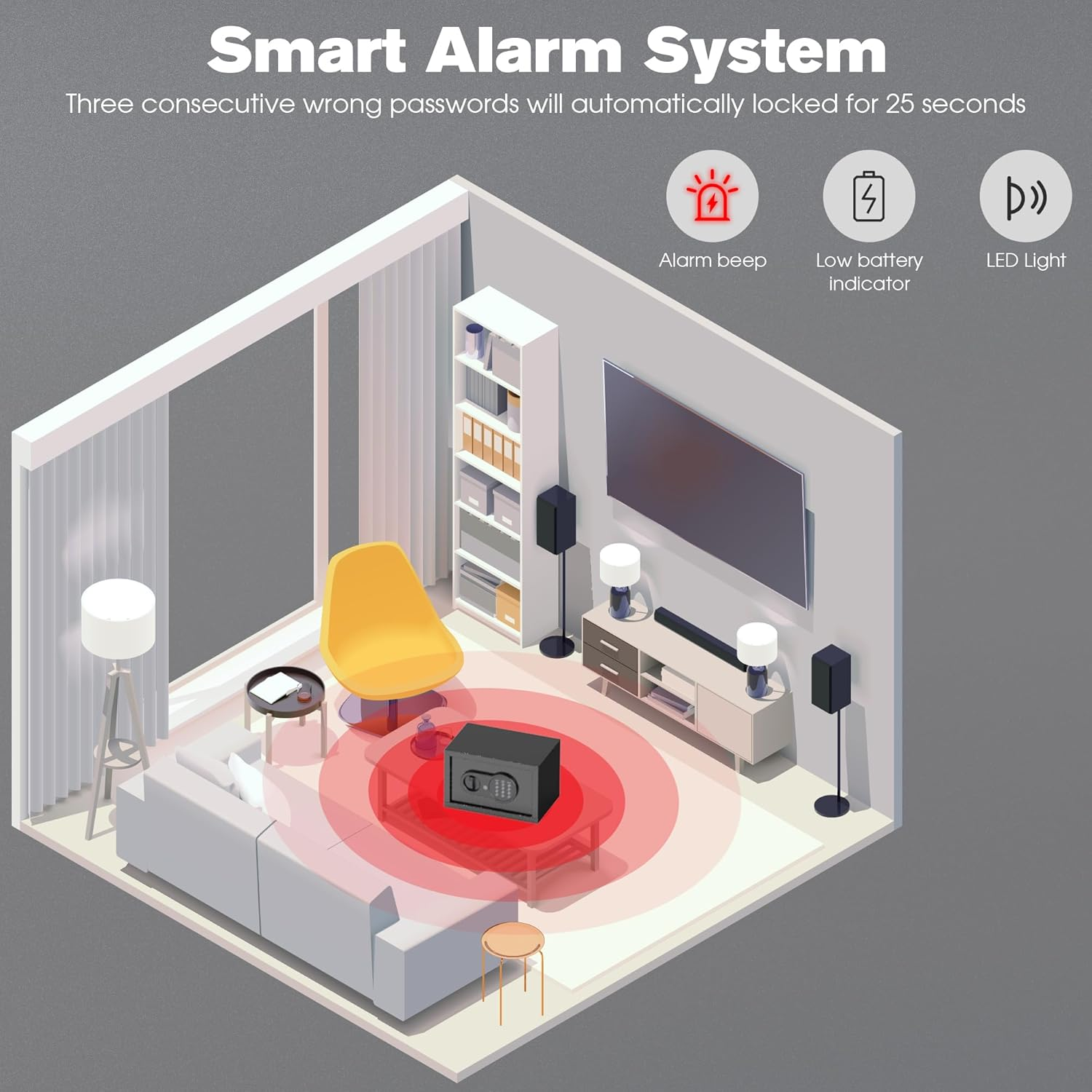 Advwin Security Safe and Lock Box, Steel Drop Safe with Electronic Digital Keypad and Key, 13 L/0.46 Cubic Feet, for Home Office Hotel Business Jewelry Cash image number 4
