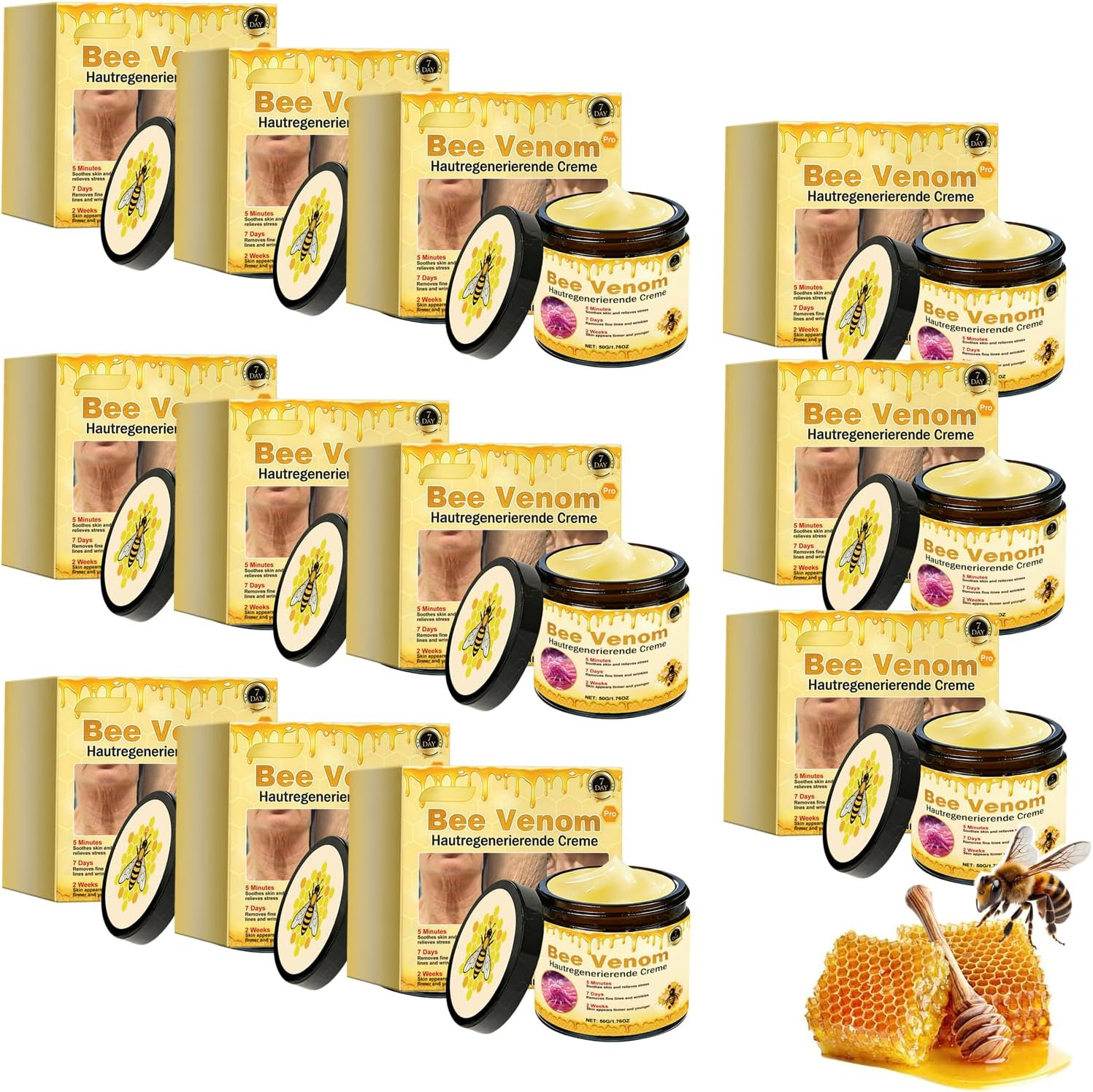 Bee Venom Skin Treatment Cream, Comprehensive Cream, Wrinkles and Fine Lines, Natural Moisturizer for All Skin Types, Gentle and Non-Irritating, Suitable for All Skin Types (1Pcs)