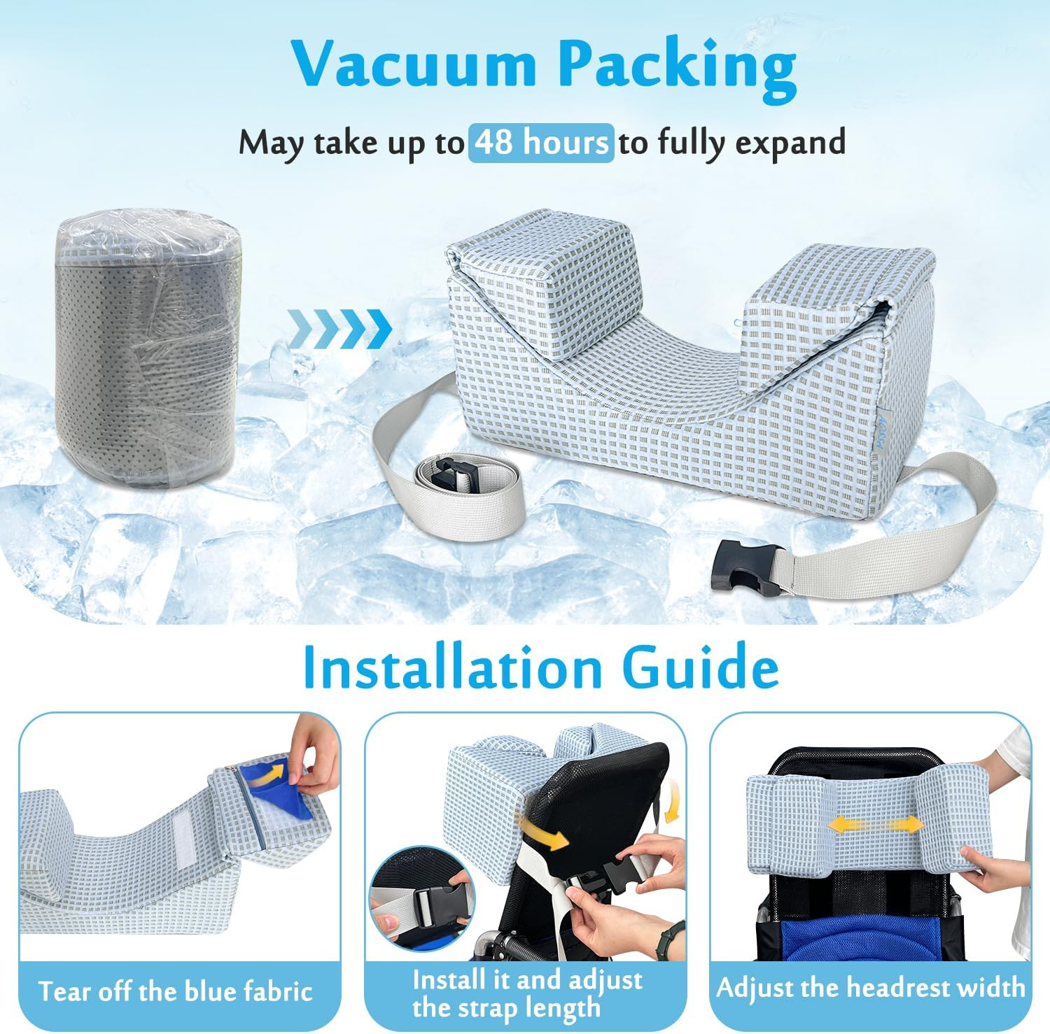 Mybow Wheelchair Pillow Headrest for Recliner High Back Wheelchair Neck Support Positioner Head Positioning Cushion Medical Neck Stabilizer Foam Wedge for Adults Single Sofa Geri Chair Wheelchair image number 4