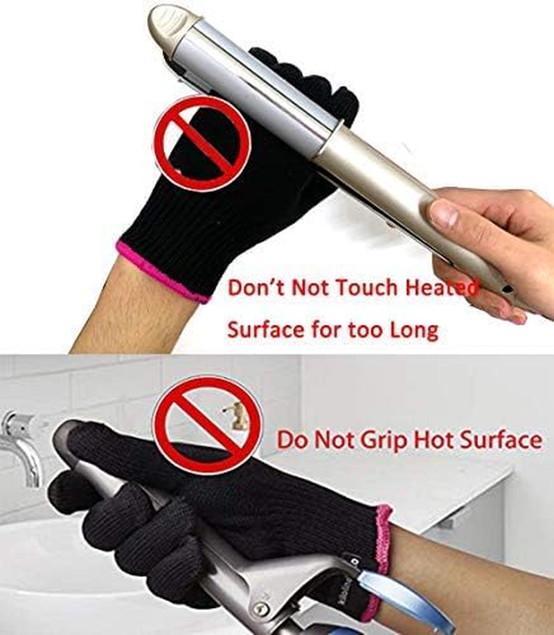 2 Professional Heat Resistant Gloves for Hair Styling Heat Blocking for Curling, Flat Iron and Curling Wand Suitable for Left and Right Hands image number 6