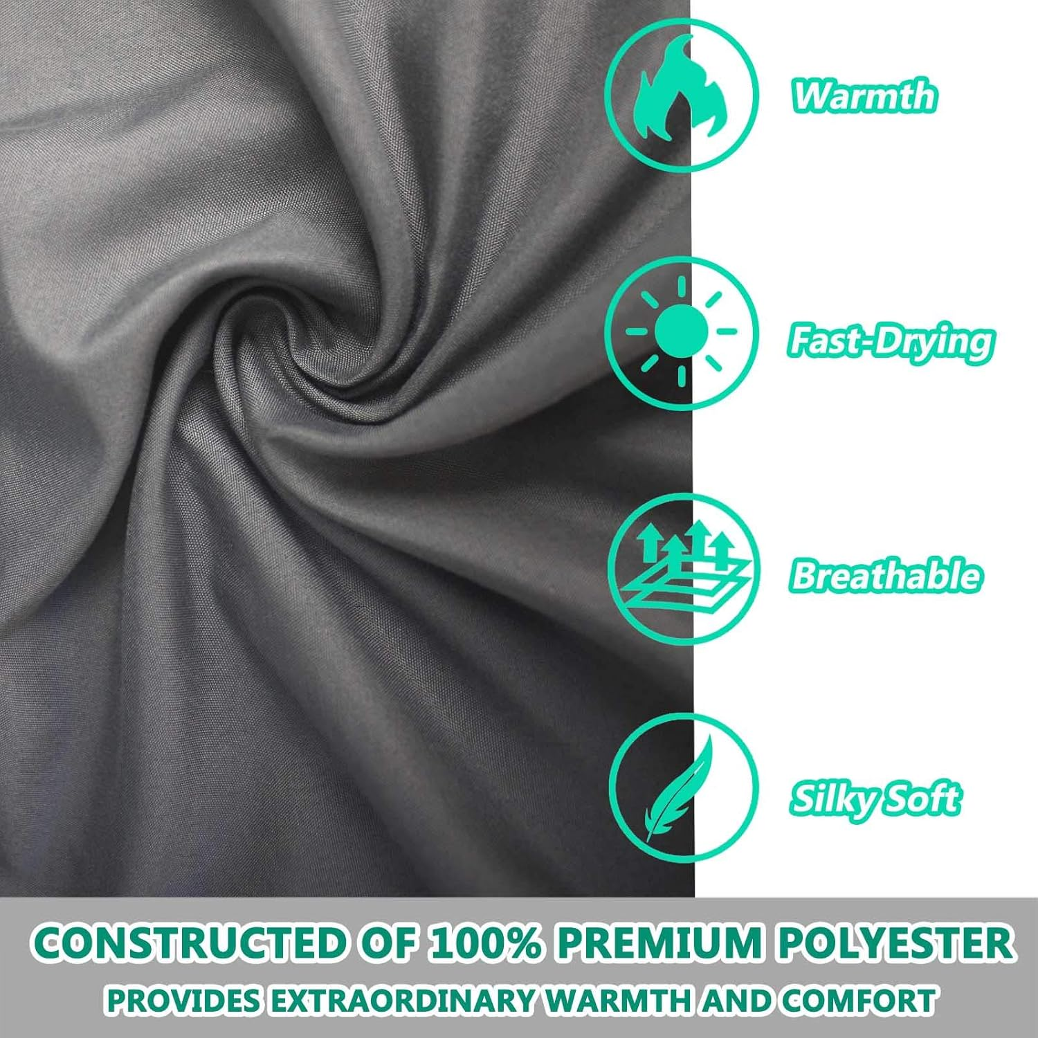 Frelaxy Sleeping Bag Liner, XL Travel Sheet & Camping Sheet for Backpacking, Hotel, Hostels & Traveling, Comfy & Easy Care, Full-Length Zipper/No Zipper - Dark Gray - No Zipper image number 5