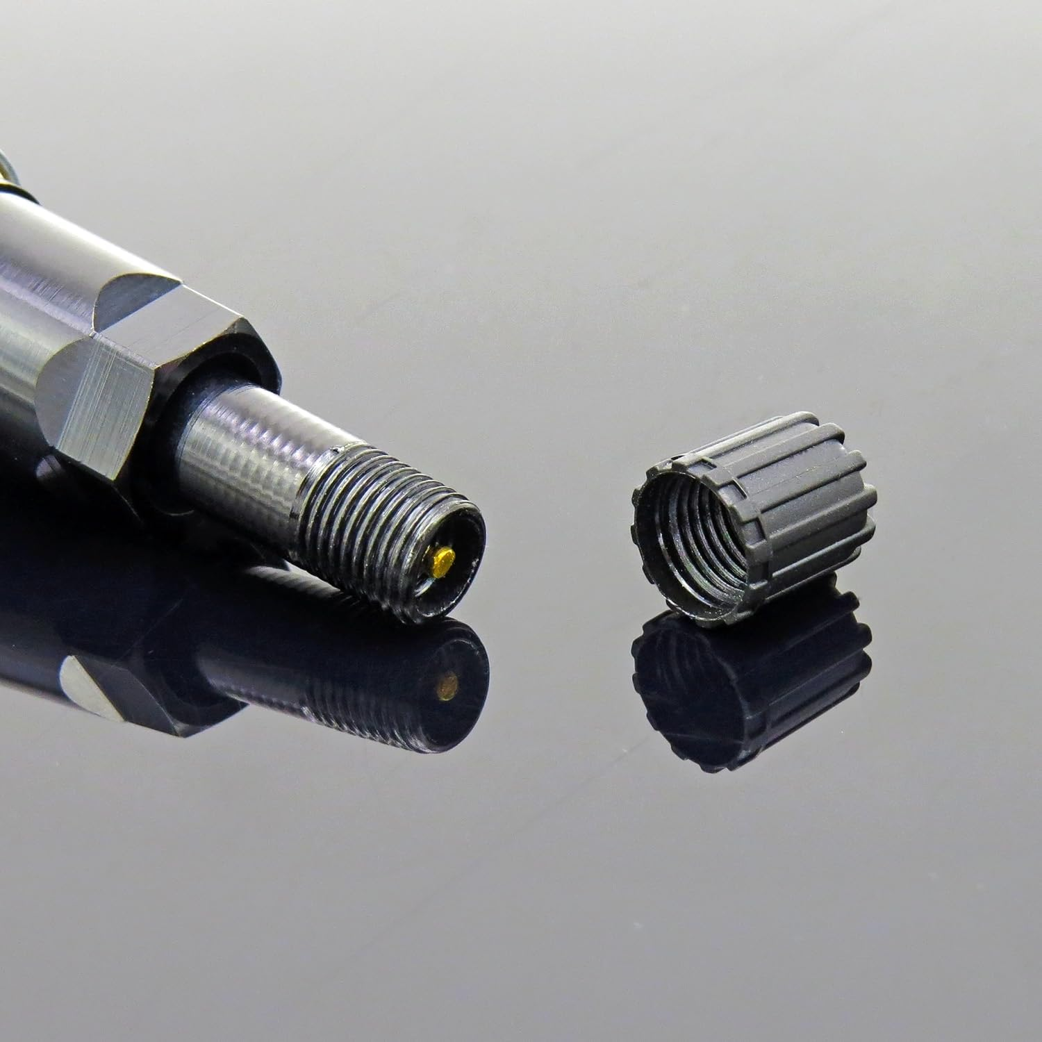 TPMS Plastic Tire Valve Stem Caps Black with Airtight Rubber Seal Universal Air Tire Stem Caps for Car Valve Caps, Tesla Original Valve Covers, All-Weather, Air Protection, Light-Weight (8 Pack) image number 3