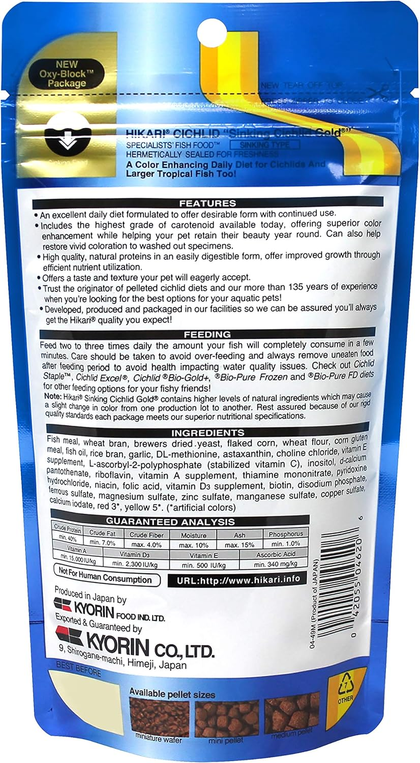 Hikari 3.5-Ounce Sinking Cichlid Gold Pellets for Pets Medium image number 4
