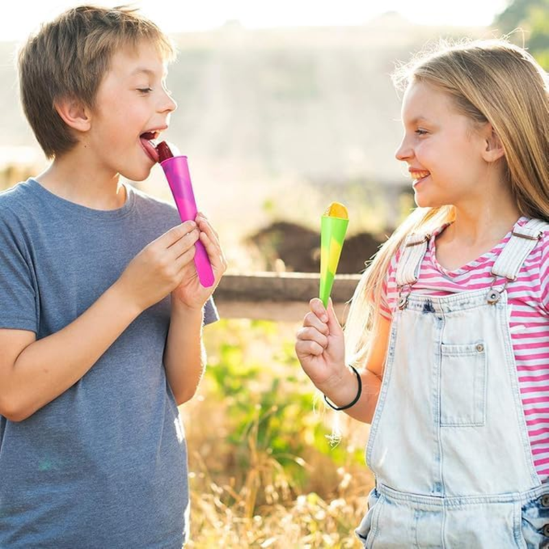 Leanockesa 6Pcs Silicone Popsicle Molds Silicone Ice Pop Molds Popsicle Molds with Lids Chocolate Molds for Kids Reusable Popsicle Tubes Multi Color image number 1