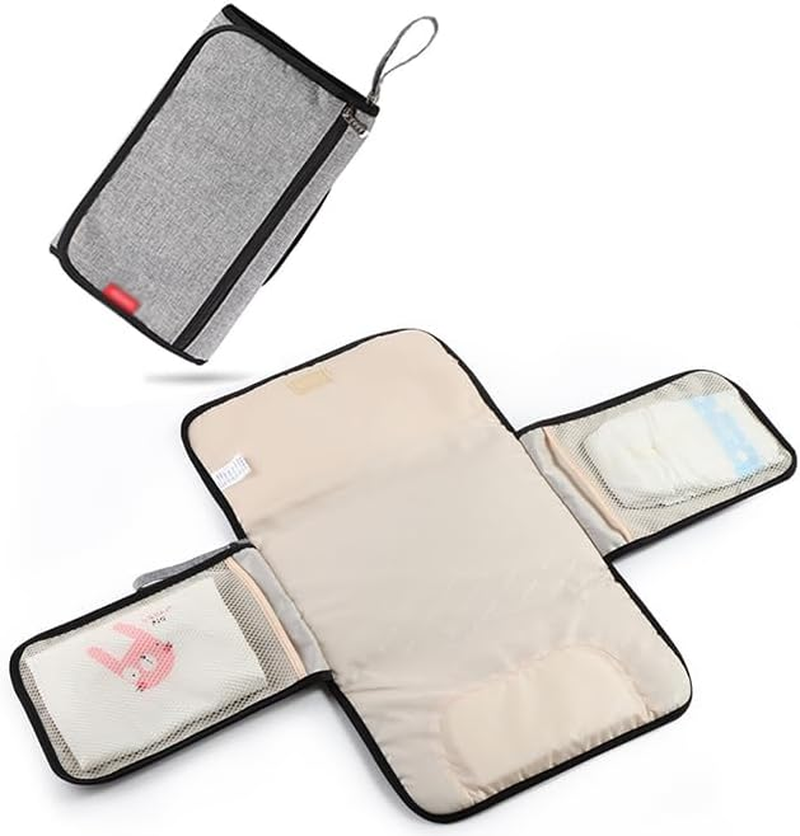 Portable Waterproof Diaper Changing Pad Travel Changing Pad for Newborn with Multiple Pockets image number 6