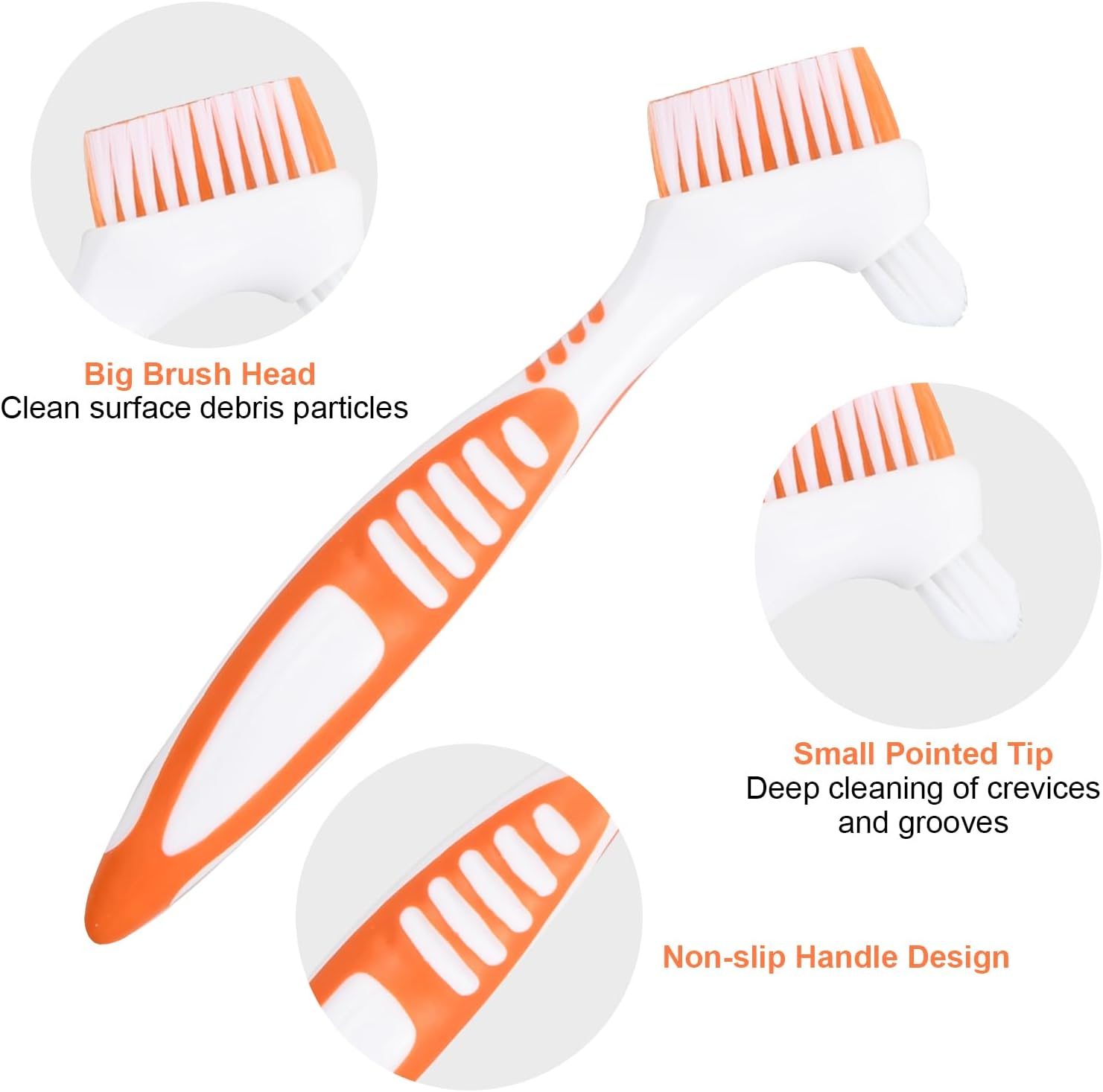 4PCS False Teeth Brush, Multi-Layered Bristles False Teeth Brush, Denture Brush, Denture Toothbrush, Dual Head Toothbrushes, Retainer Brush for Cleaning Dentures image number 5