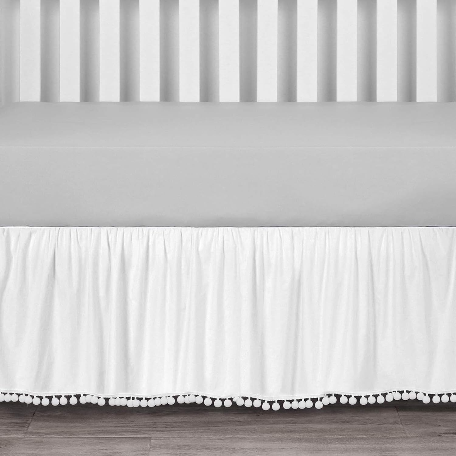 Mini Crib Skirt &ndash; Ruffled Design, Trim, Nursery Bedding | Soft Microfiber Fabric, Decorative Baby Bed Covering for Toddler Room Setup, Infant Sleep Space, Boys Girls Crib D&eacute;cor, 28X52 Inch Fit image number 5