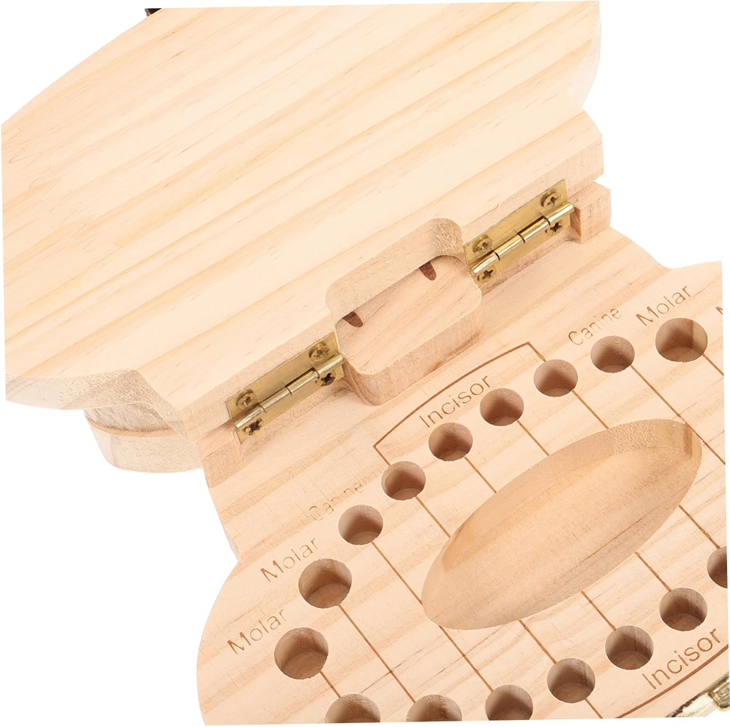 Vaguelly Baby Teeth Keepsake Box Wooden Organizer Small Cartoon Hippo Design Boys and Girls Tooth Holder Souvenir Storage Container for Newborns and Children image number 1