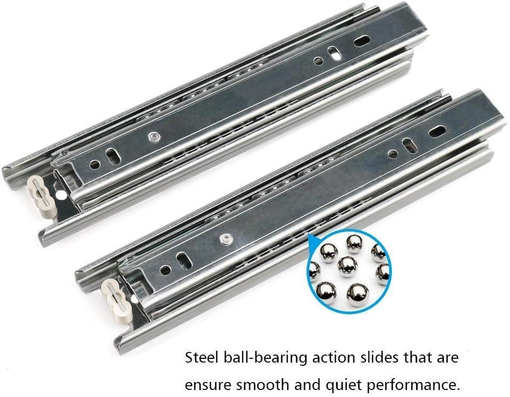 Drawer Slides, URBEST 8 Inch Full Extension 3 Section Ball Bearing Side Mounted Drawer Slider for Cabinet Kitchen