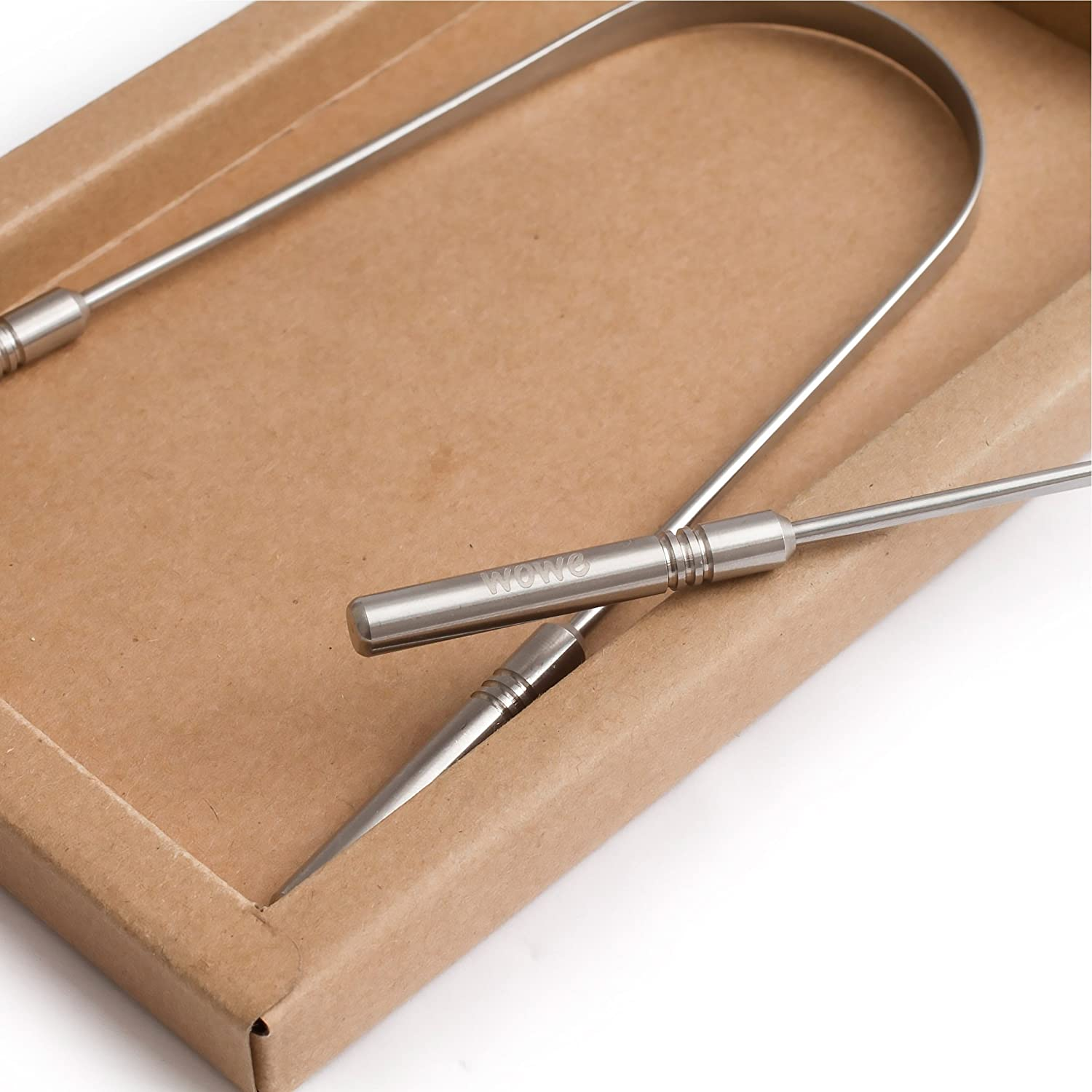 Tongue Scraper Cleaner (2 Pack) - Metal - Get Rid of Bacteria and Bad Breath - by Wowe Lifestyle Products Stainless Steel image number 1