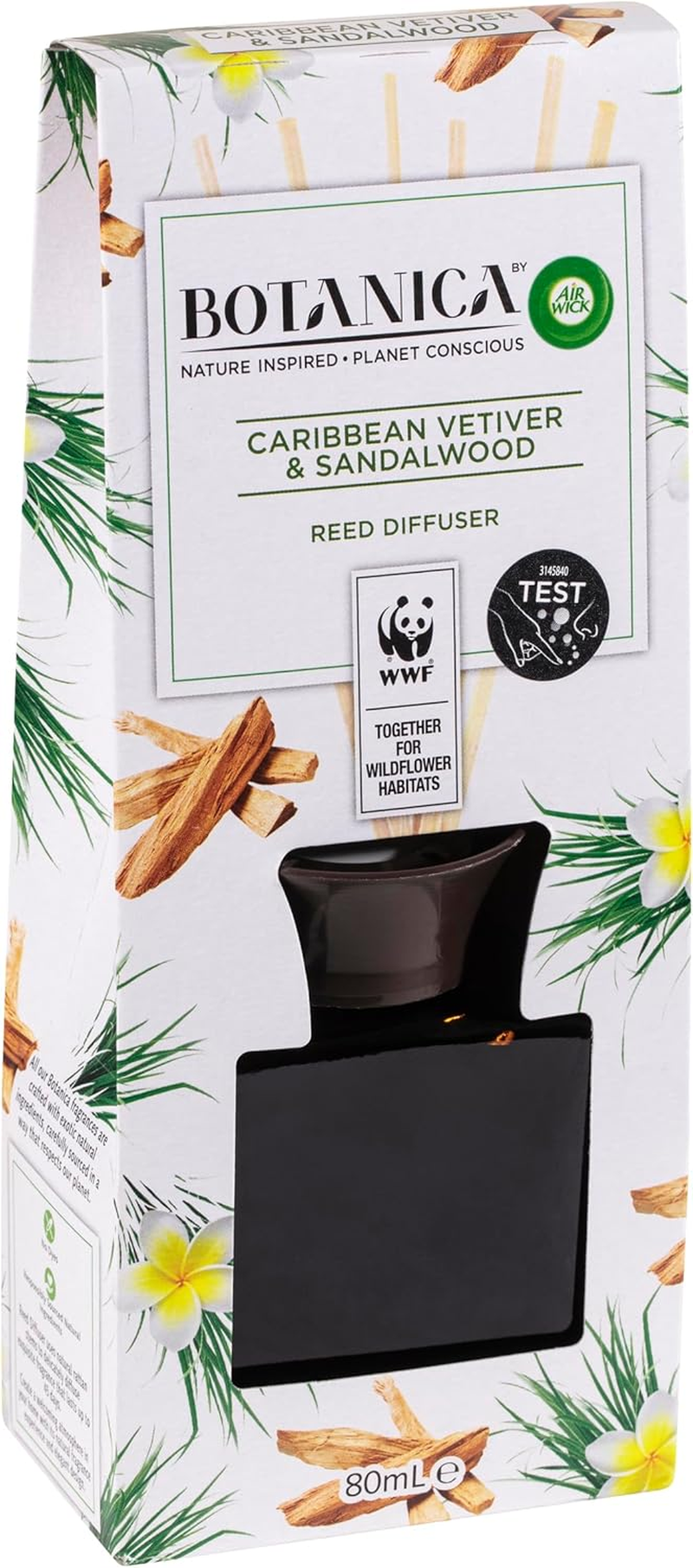 Air Wick Botanica Reed Diffuser, Caribbean Vetiver and Sandalwood, 80Ml (Pack of 5)