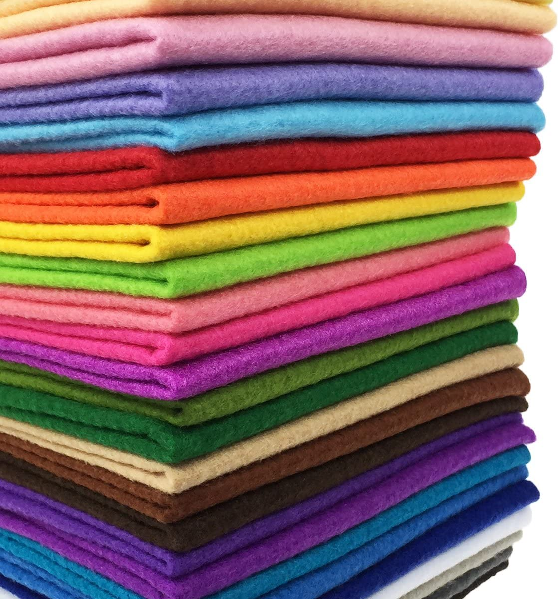 Flic-Flac 28Pcs 12 X 8 Inches (30Cmx20Cm) 1.4Mm Thick Soft Felt Fabric Sheet Assorted Color Felt Pack DIY Craft Sewing Squares Nonwoven Patchwork image number 4