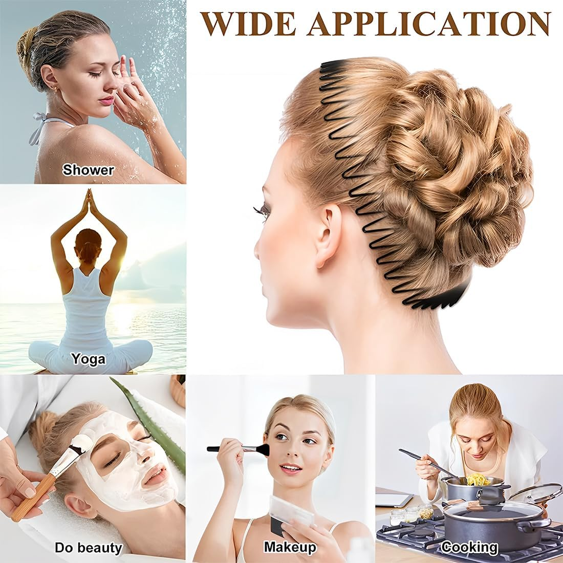 6 Pieces Full Circular Stretch, 3 Colours Comb, Flexible Plastic, Circular Stretch for Girls image number 2