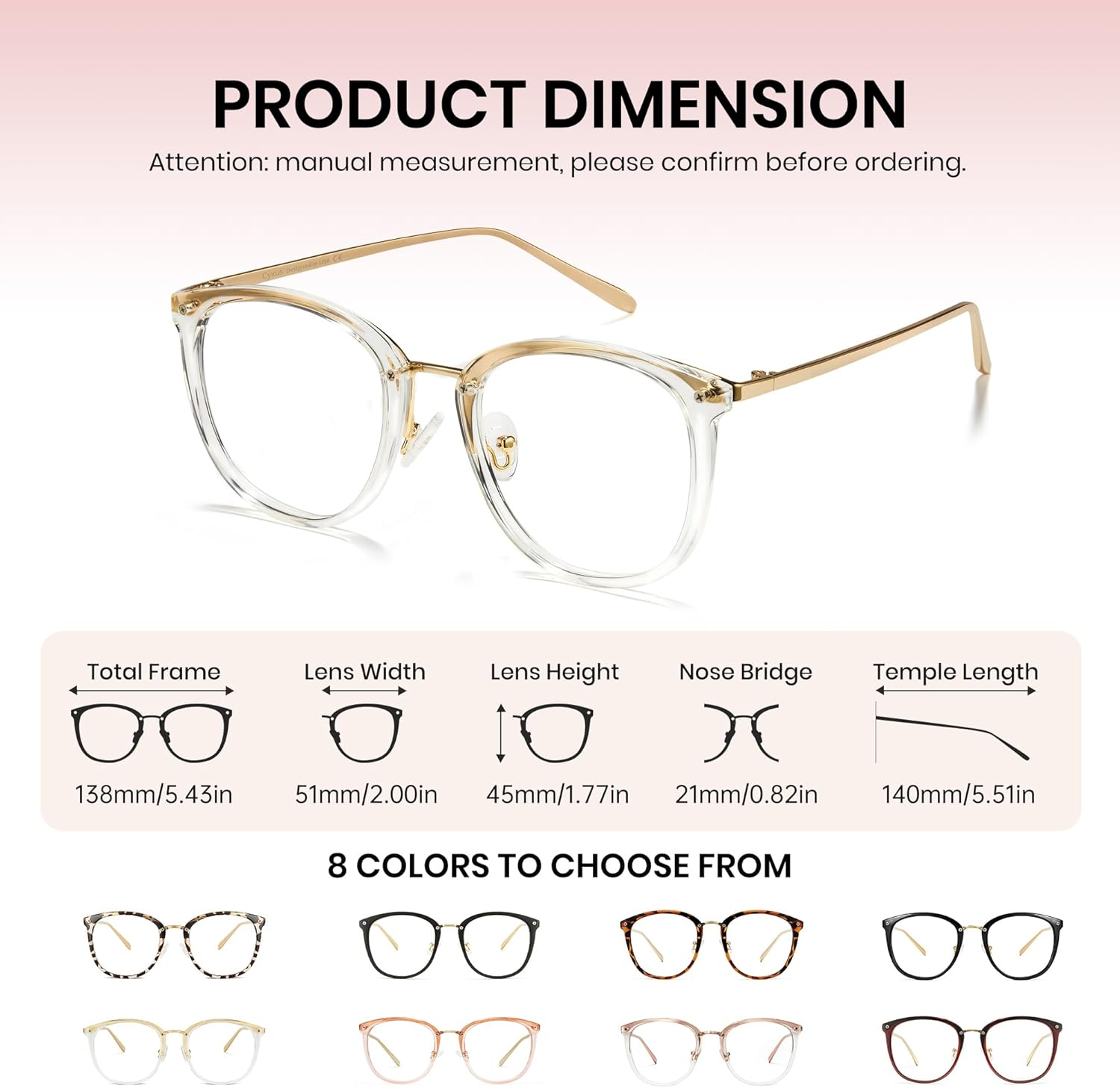 Cyxus Blue Light Glasses for Women, Blue Light Blocking Eyeglasses for Women, round Computer Eyewear anti Eye Strain Glasses image number 3