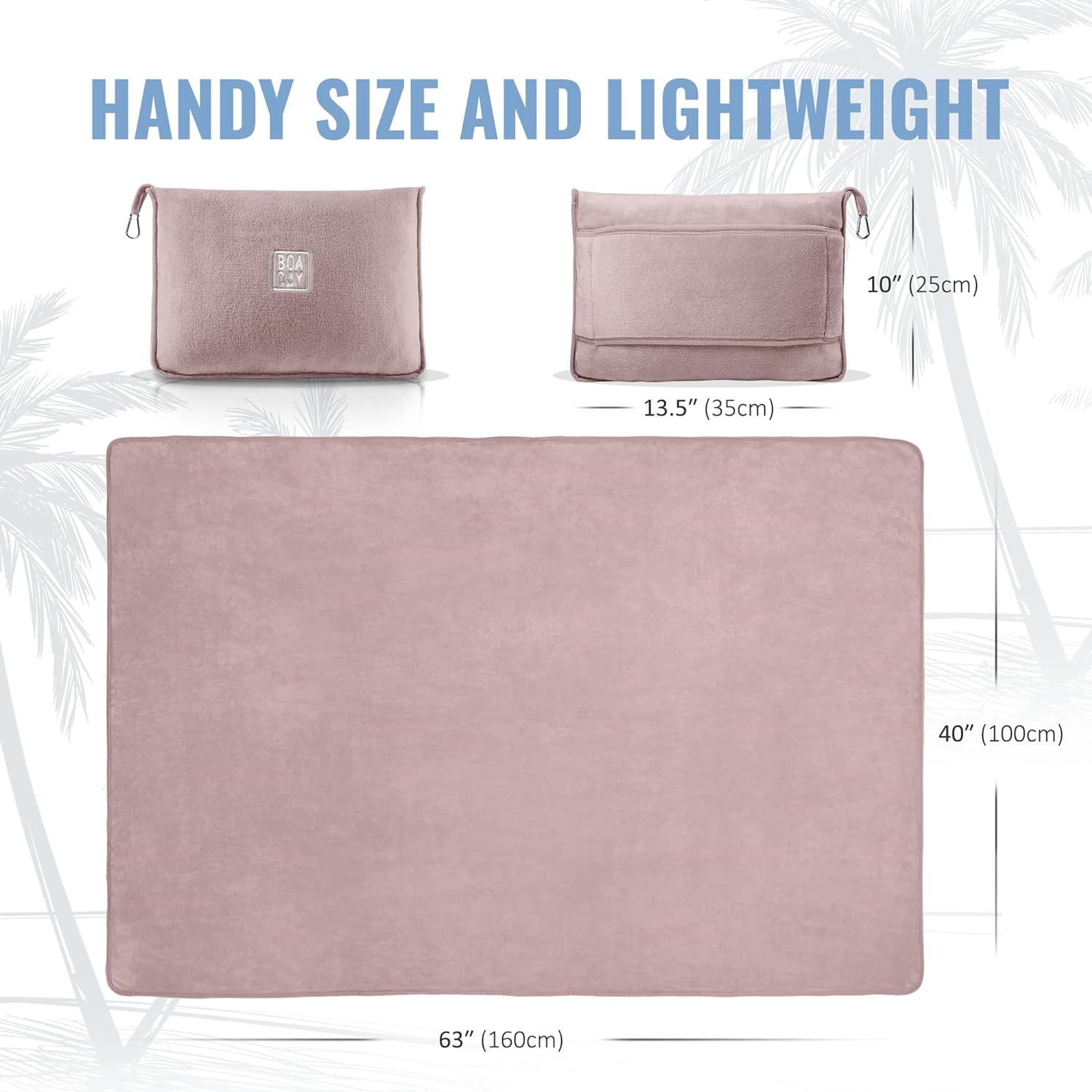 BOACAY Soft & Warm Travel Blanket for Airplane & Car - Long Flight Essential for Women, Men, Kids - Compact Pillow with Luggage Sleeve & Backpack Clip image number 6