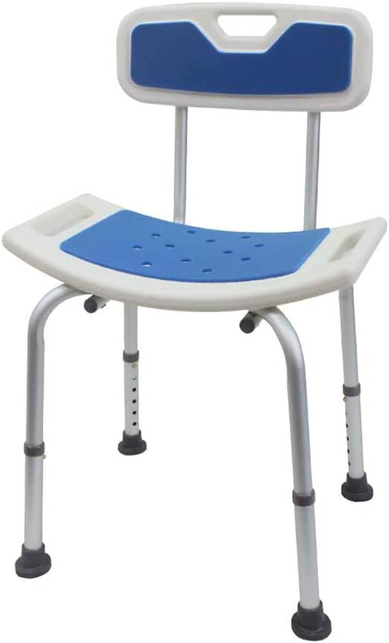 Aluminium Shower Seat Chair Stool Bench with Backrest Soft Pad Adjustable Height image number 3